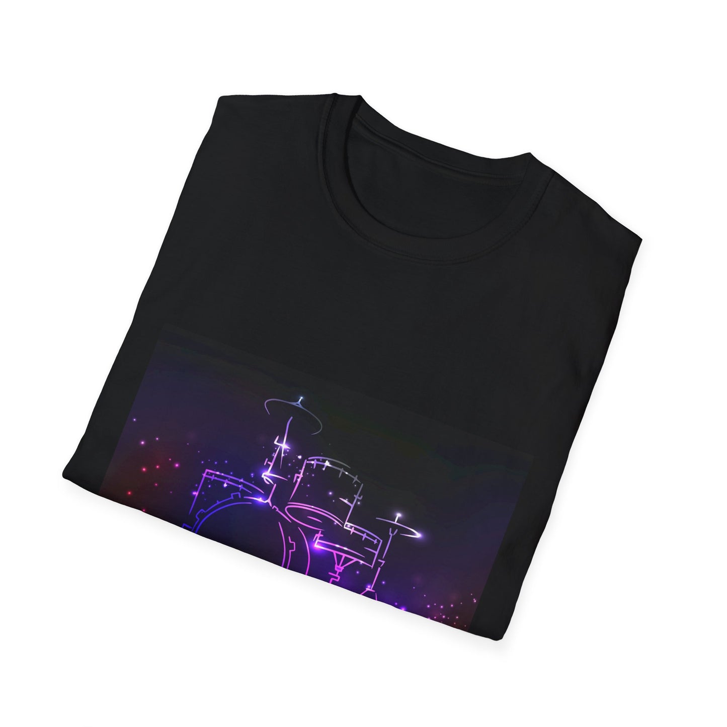 10%OFF at checkout! - Drummer Neon Lights T-Shirt — Purple Glow Drum Set Tee