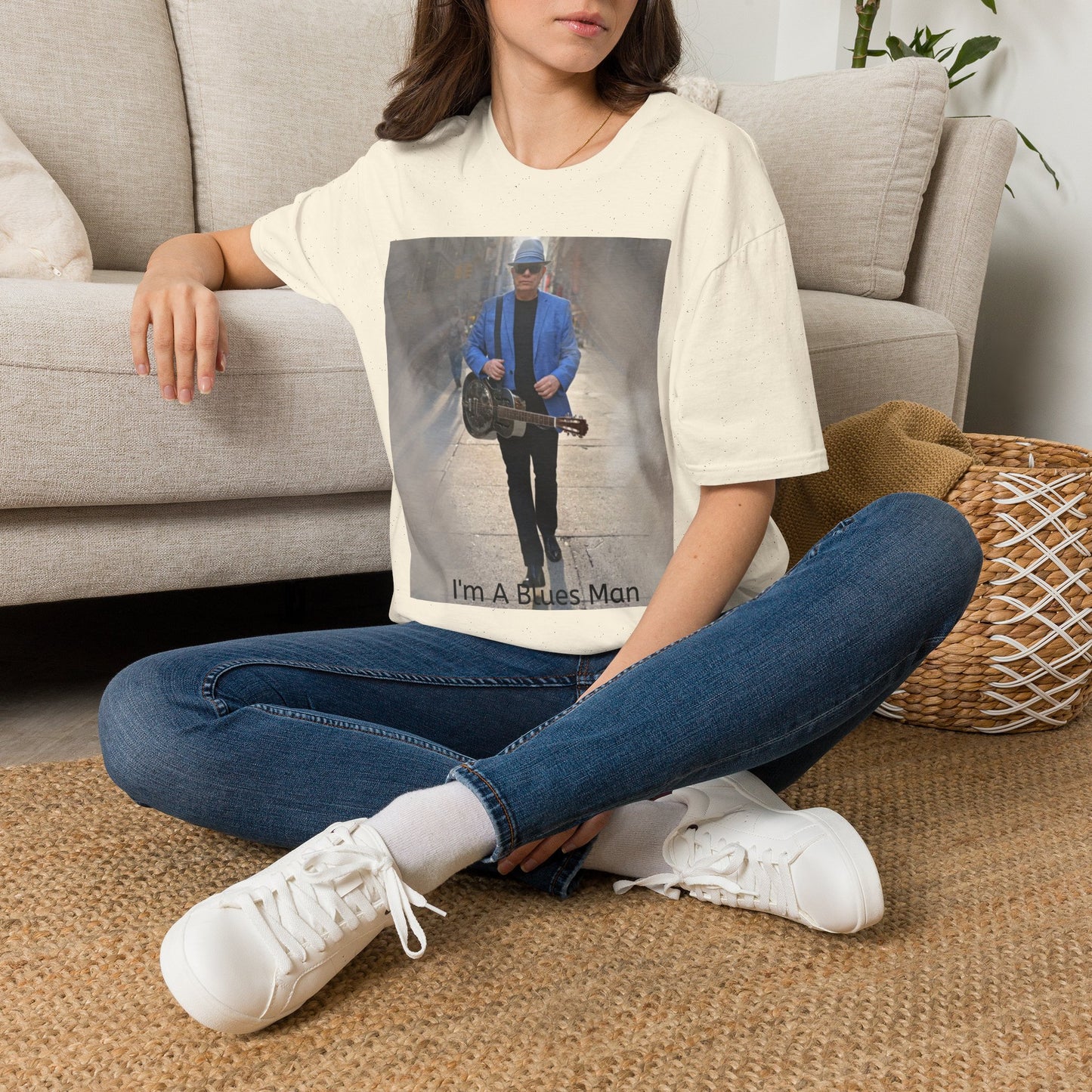 10% Off at checkout! - T-Shirt — 'I'm A Blues Man' Guitarist Photo Tee