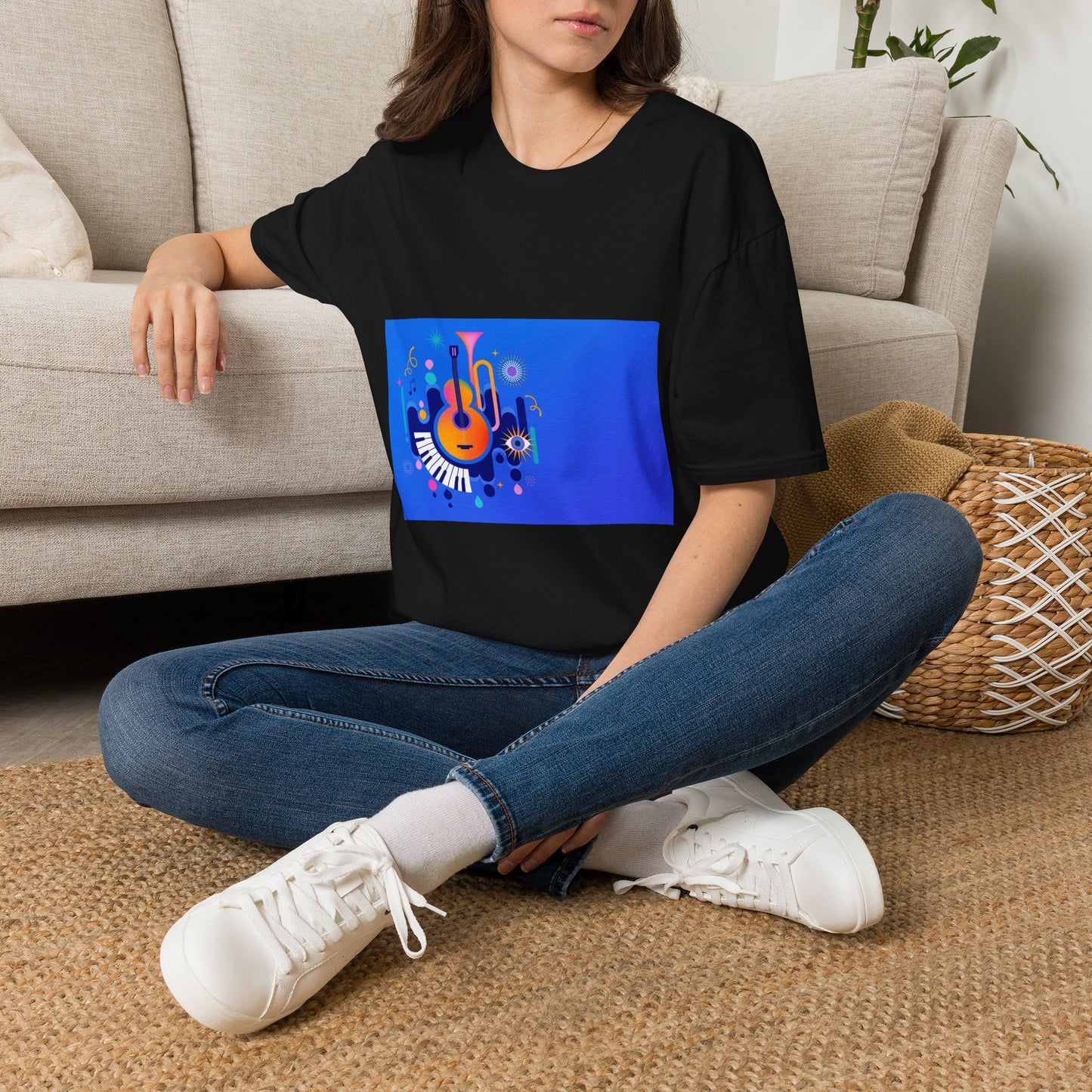 10% Off at checkout - Music Festival Graphic T-Shirt — Colorful Guitar & Instruments Design