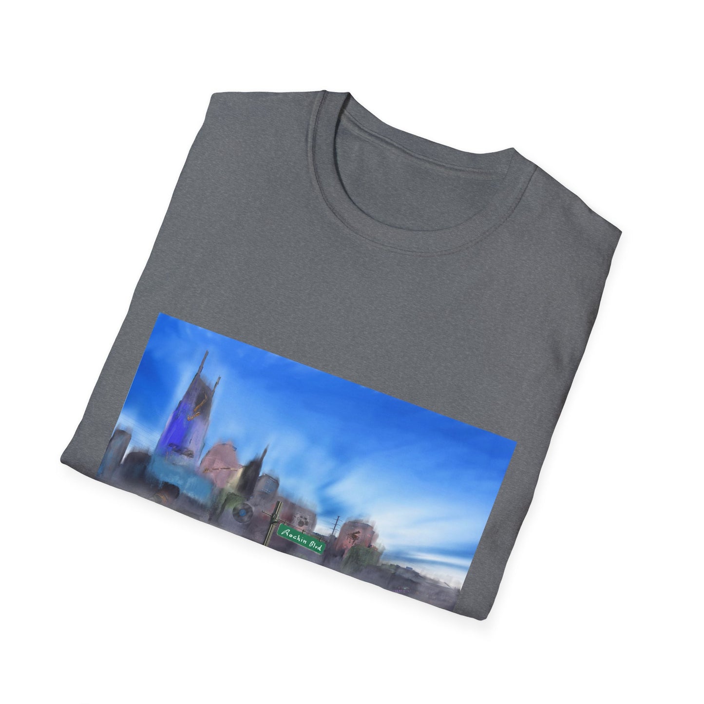 10%OFF at checkout! - Music City Skyline Blur Print T-Shirt — Dreamy Urban Landscape Tee
