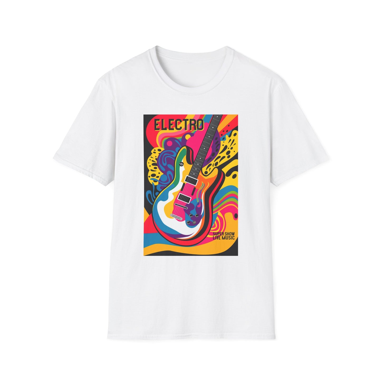 10%OFF at checkout! - Electro Guitar Poster T-Shirt — Retro Psychedelic Music Tee