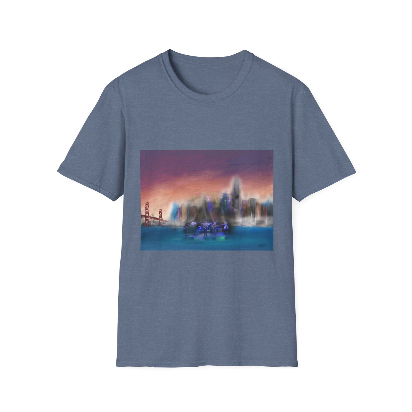 10%OFF at checkout! - Big City Band City Skyline Sunset T-Shirt — Blurred Nightscape Graphic Tee