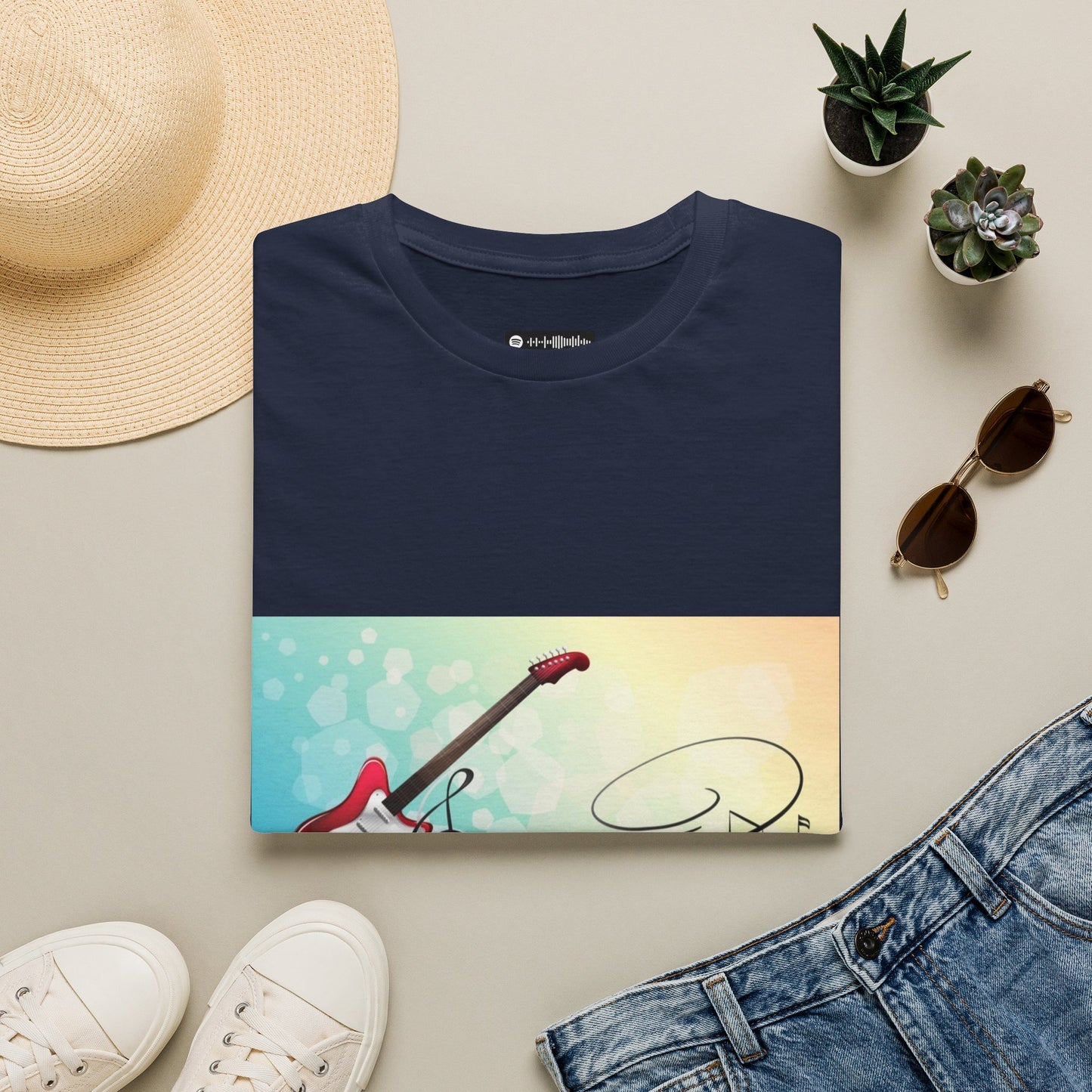 10% Off at checkout - Electric Guitar Music Tee — Colorful Musical Notes Graphic T-Shirt