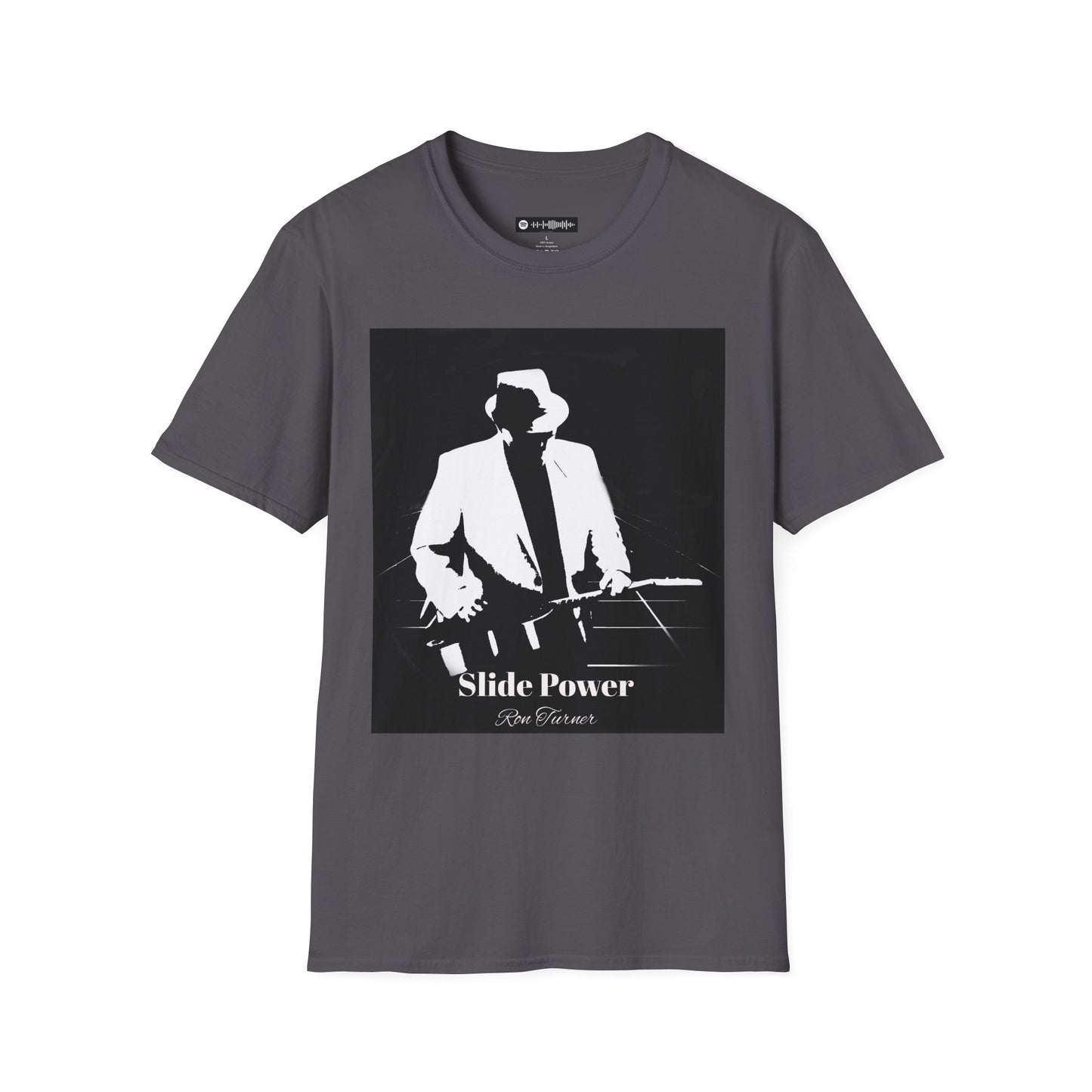 Slide Power Ron Turner Blues Artist Silhouette T-Shirt — Vintage Band Music Tee