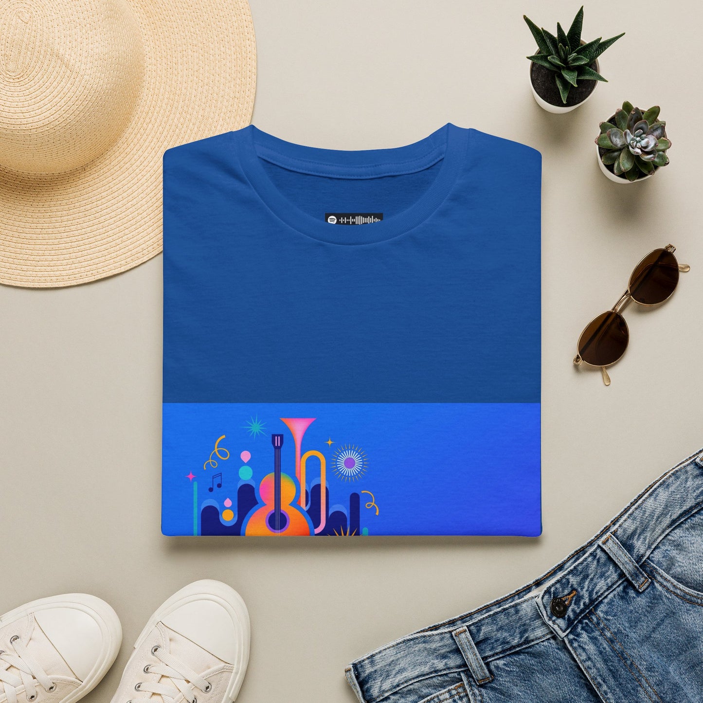 10% Off at checkout - Music Festival Graphic T-Shirt — Colorful Guitar & Instruments Design