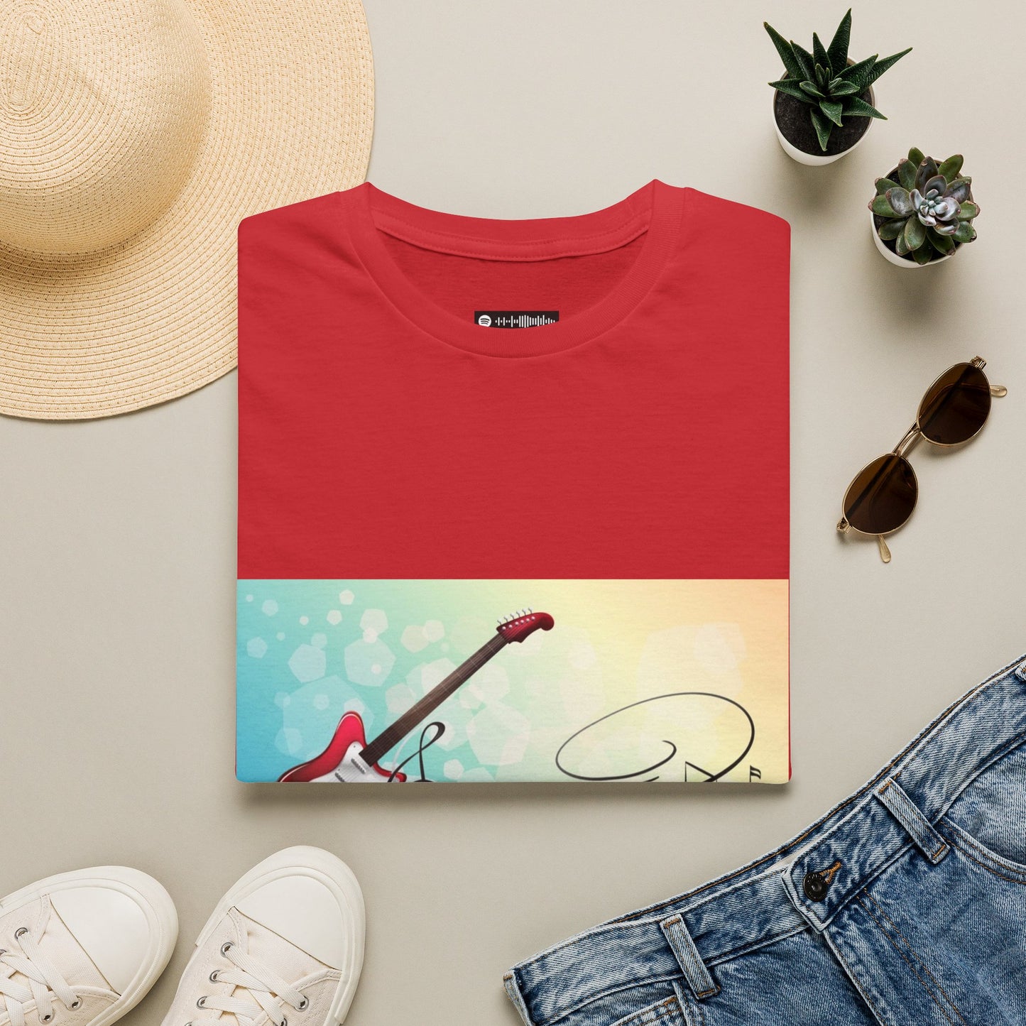 10% Off at checkout - Electric Guitar Music Tee — Colorful Musical Notes Graphic T-Shirt