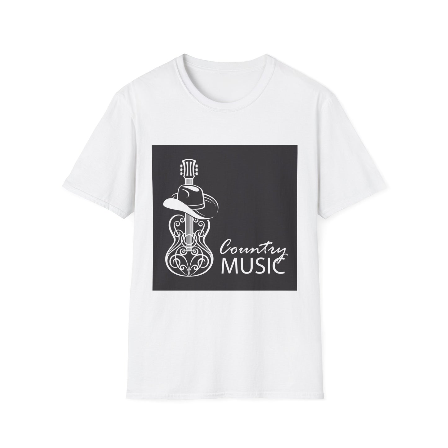 10%OFF at checkout! - Country Music Guitar Tee — "Country Music" Graphic T-Shirt with Cowboy Hat Design