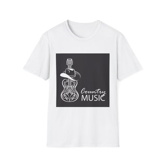 10%OFF at checkout! - Country Music Guitar Tee — "Country Music" Graphic T-Shirt with Cowboy Hat Design