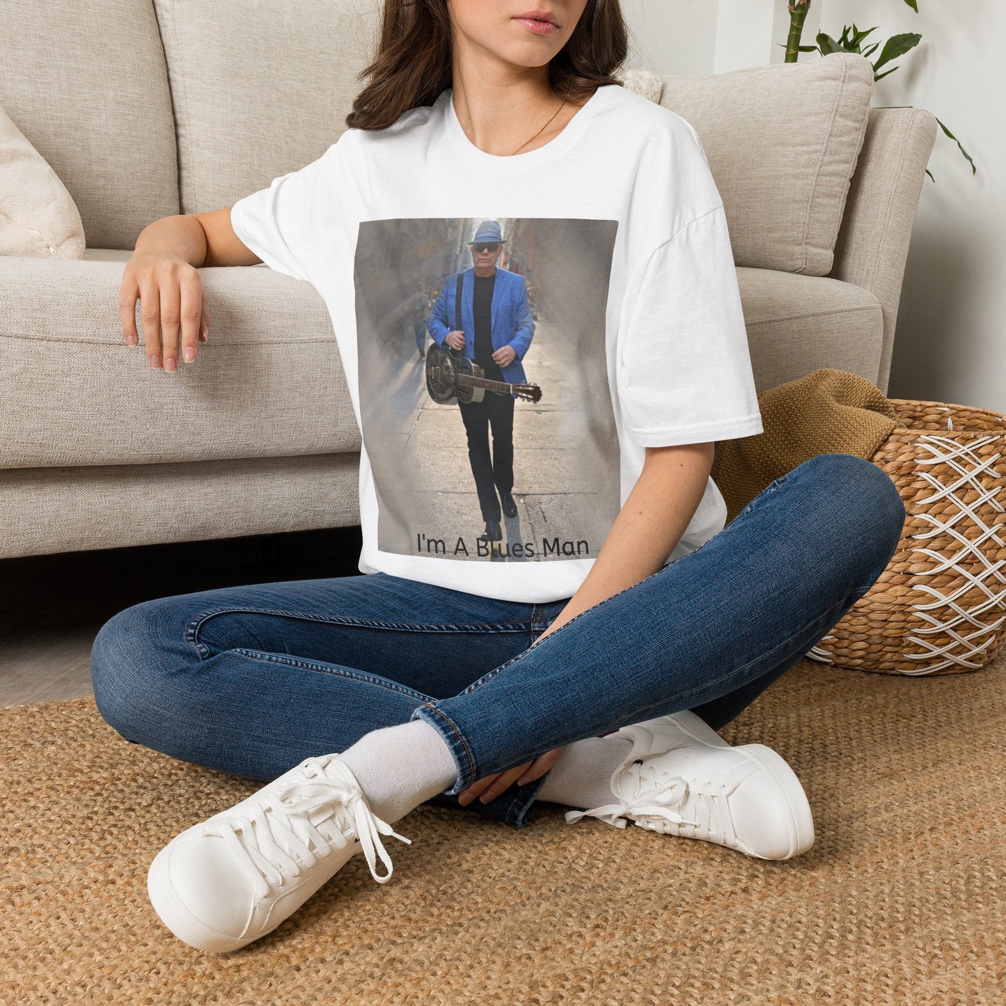 10% Off at checkout! - T-Shirt — 'I'm A Blues Man' Guitarist Photo Tee