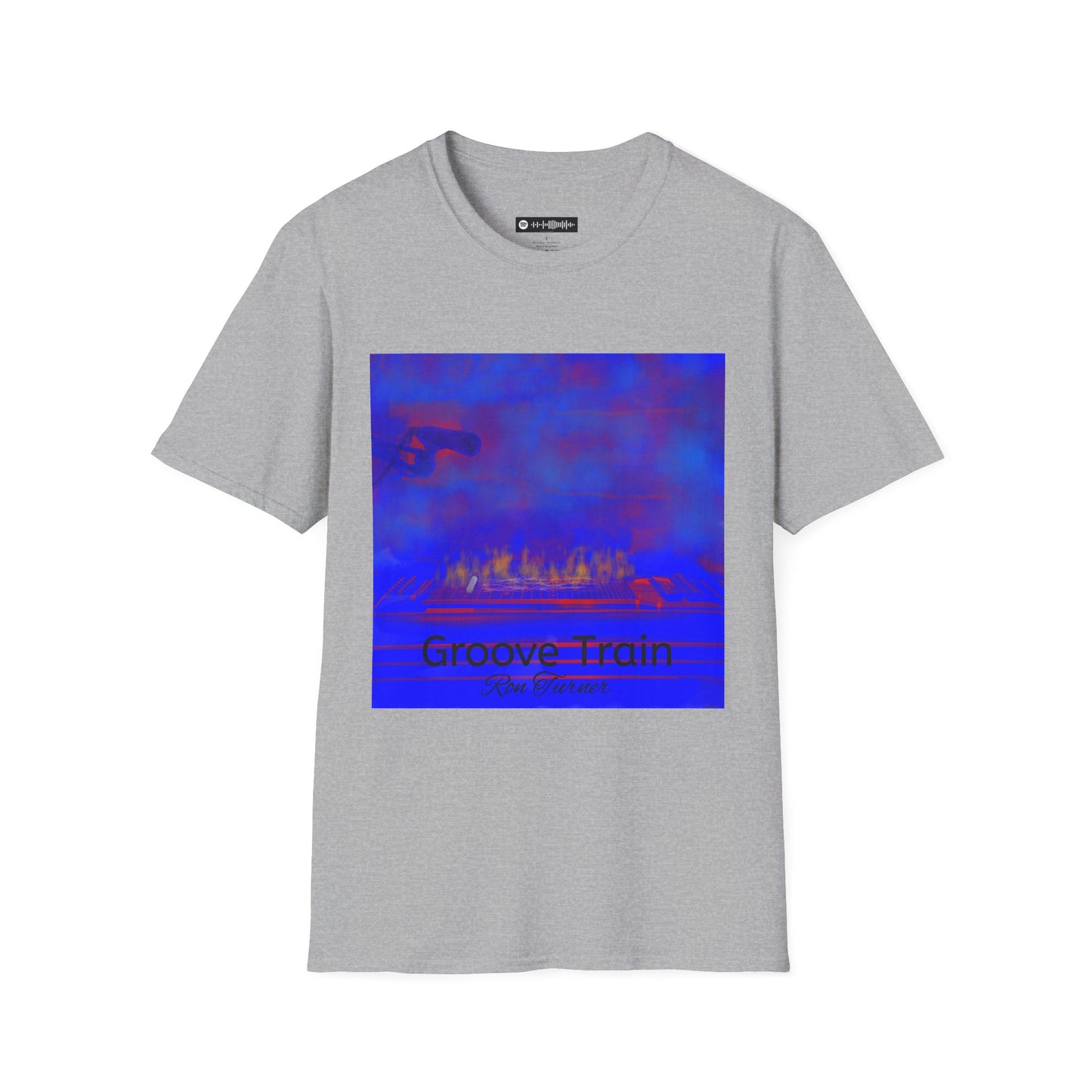 Groove Train Abstract Art T-Shirt — Retro Blue Vaporwave Graphic Tee
