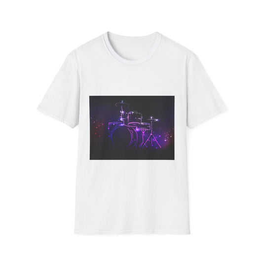 10%OFF at checkout! - Drummer Neon Lights T-Shirt — Purple Glow Drum Set Tee