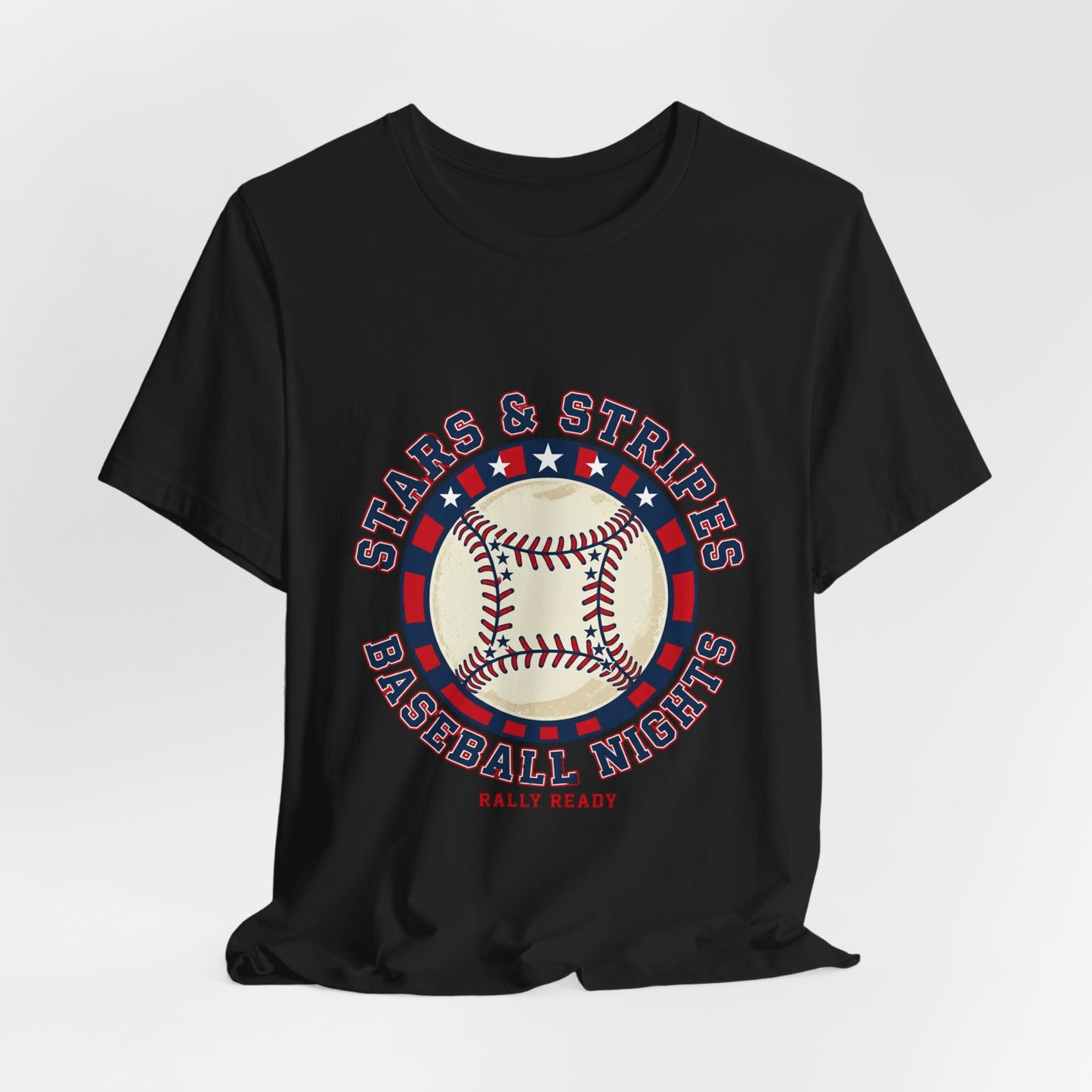 10%OFF at checkout! - Stars & Stripes Baseball Nights Tee | patriotic baseball graphic, vintage ballpark aesthetic