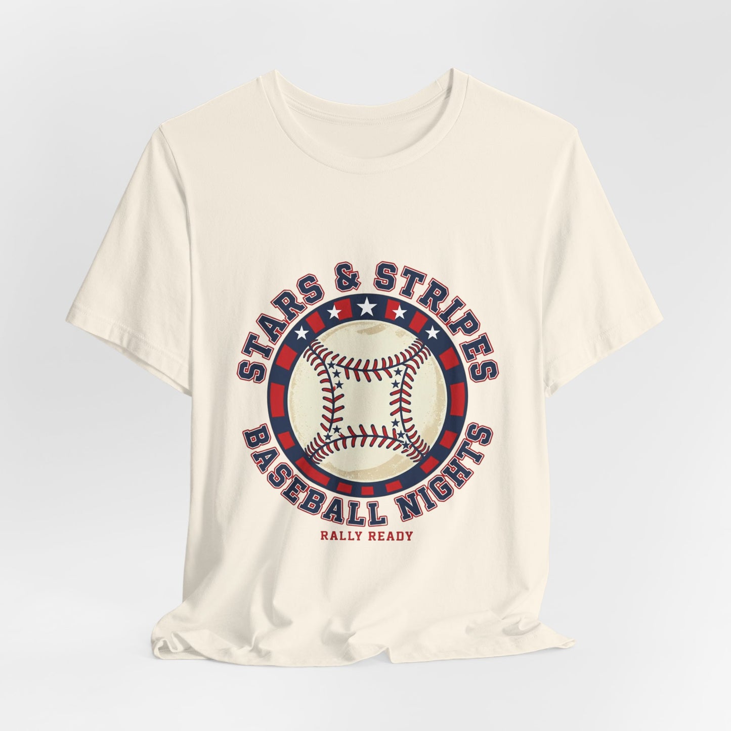 10%OFF at checkout! - Stars & Stripes Baseball Nights Tee | patriotic baseball graphic, vintage ballpark aesthetic