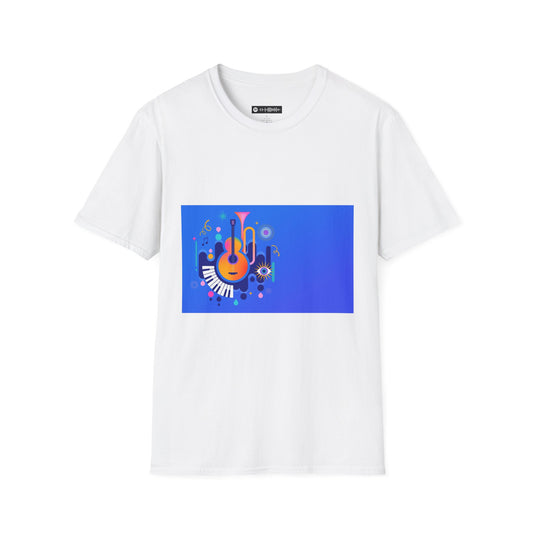 10% Off at checkout - Music Festival Graphic T-Shirt — Colorful Guitar & Instruments Design