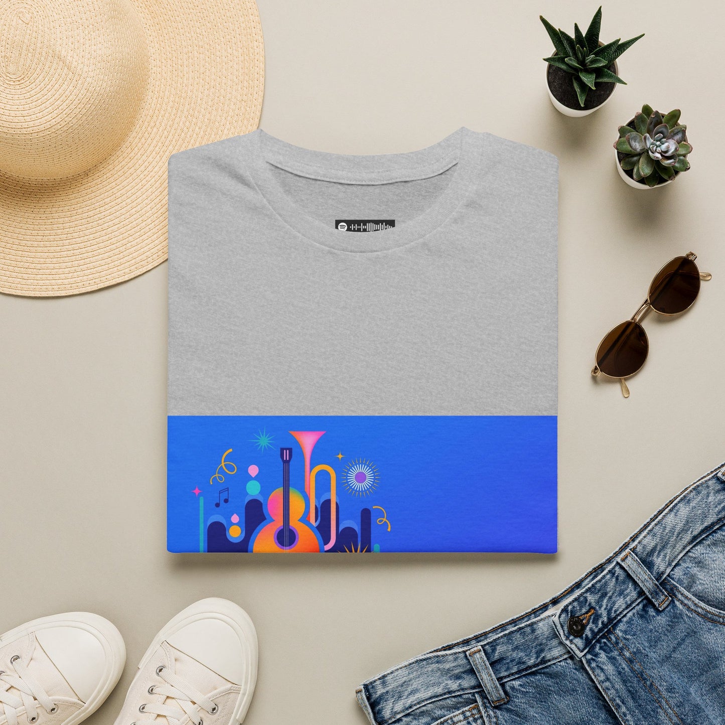 10% Off at checkout - Music Festival Graphic T-Shirt — Colorful Guitar & Instruments Design