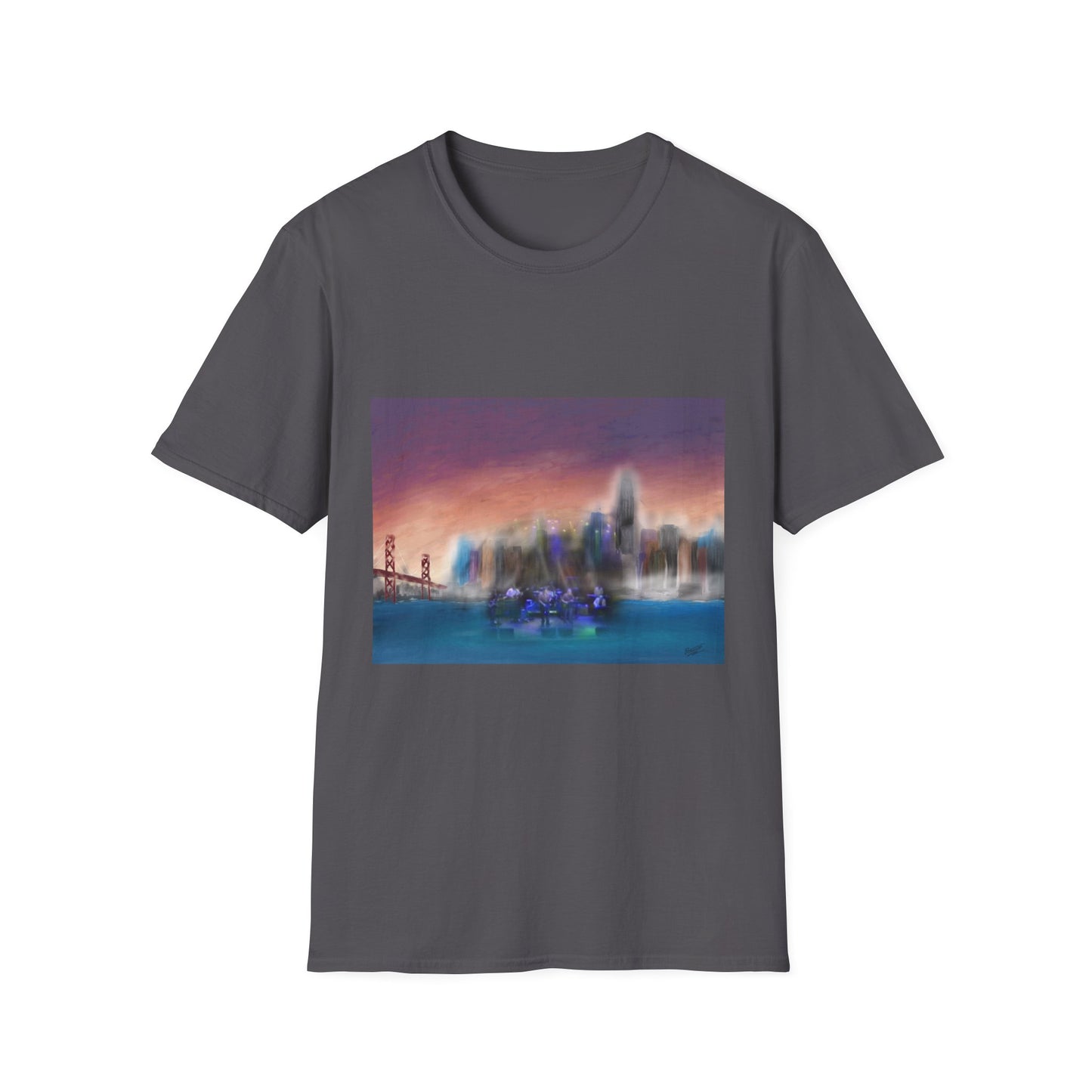 10%OFF at checkout! - Big City Band City Skyline Sunset T-Shirt — Blurred Nightscape Graphic Tee