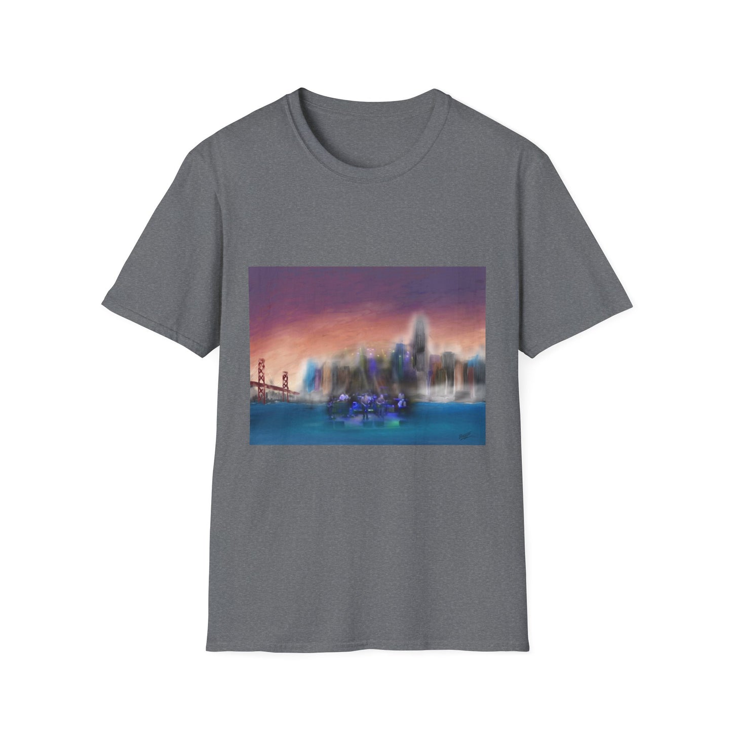 10%OFF at checkout! - Big City Band City Skyline Sunset T-Shirt — Blurred Nightscape Graphic Tee