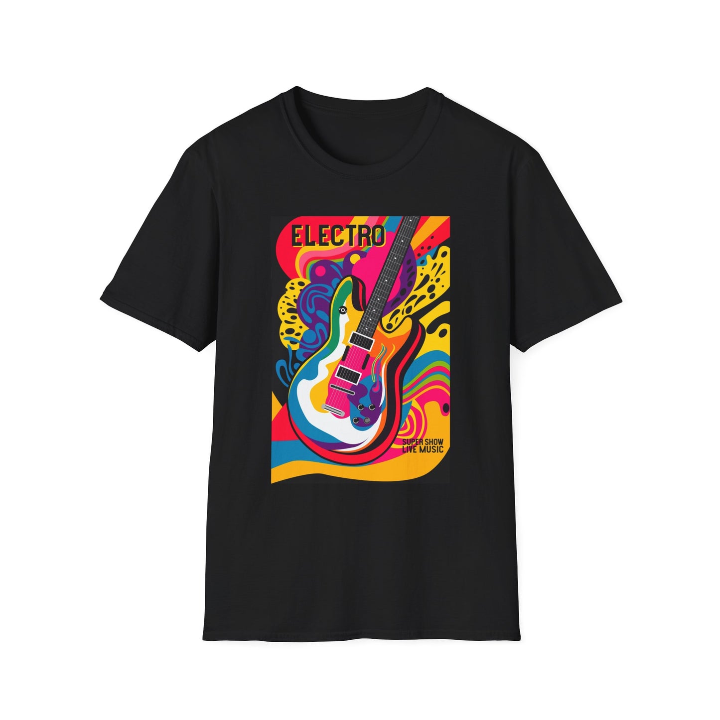 10%OFF at checkout! - Electro Guitar Poster T-Shirt — Retro Psychedelic Music Tee