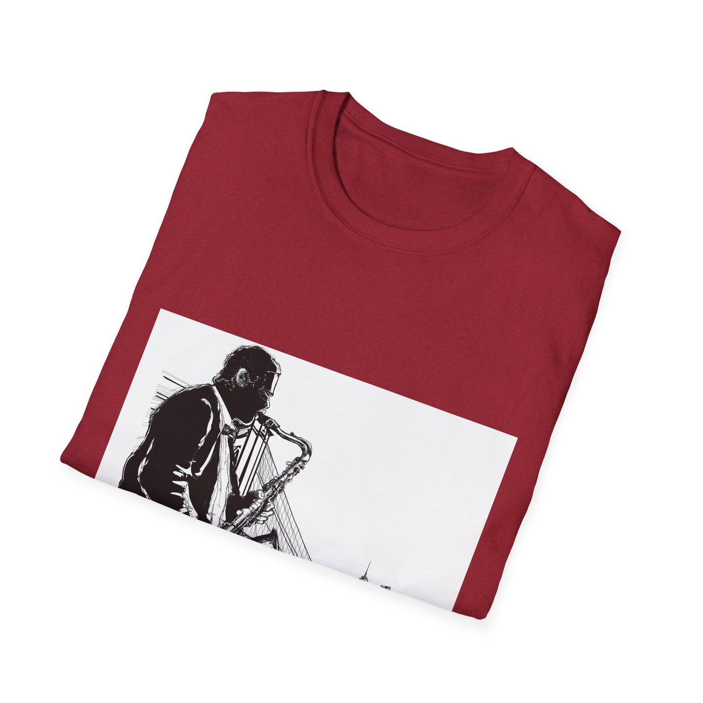10%OFF at checkout! - Saxophone Skyline T-Shirt — Jazz Musician Cityscape Tee