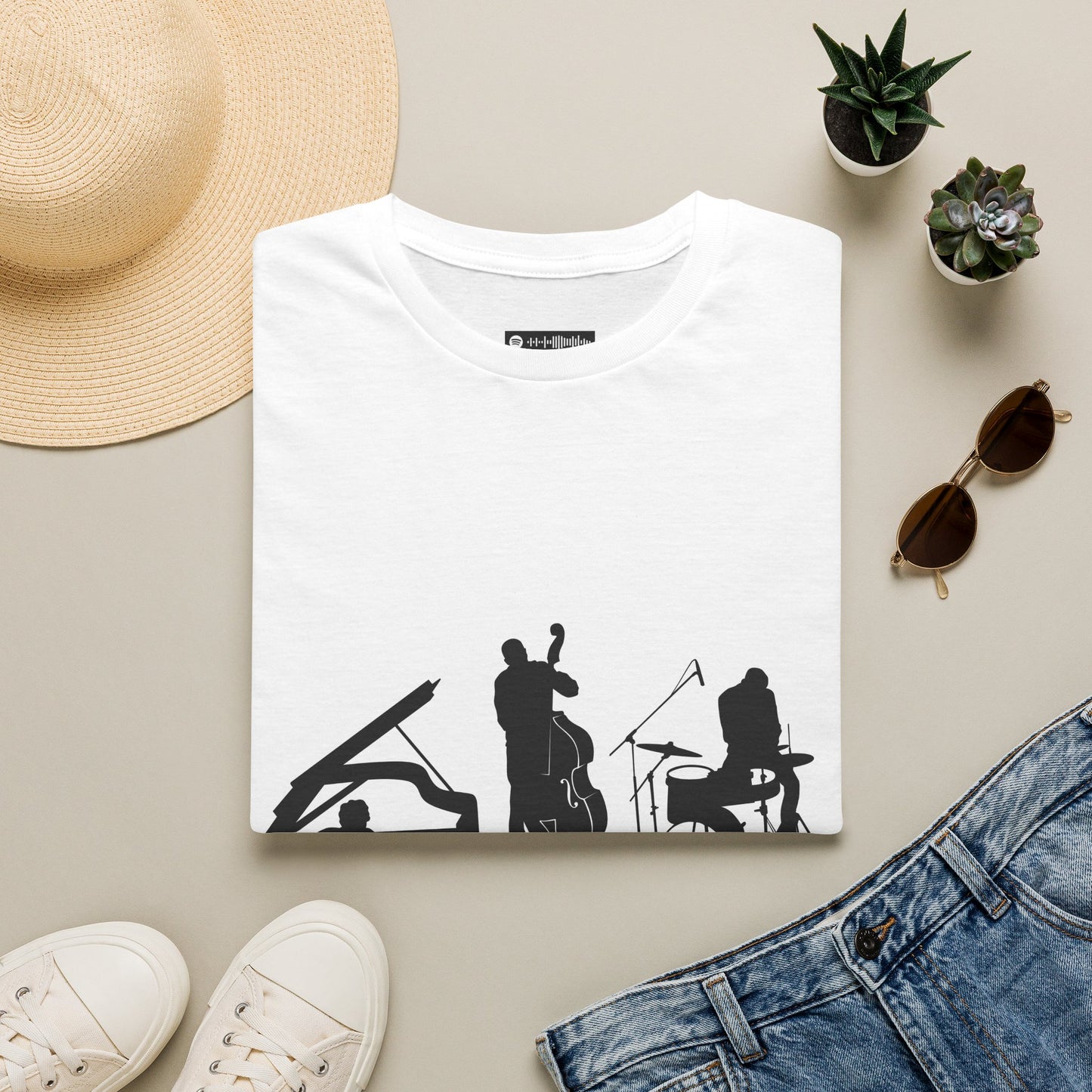 10% Off at checkout - Jazz Trio Silhouette T-Shirt — Piano, Bass & Drums Music Tee