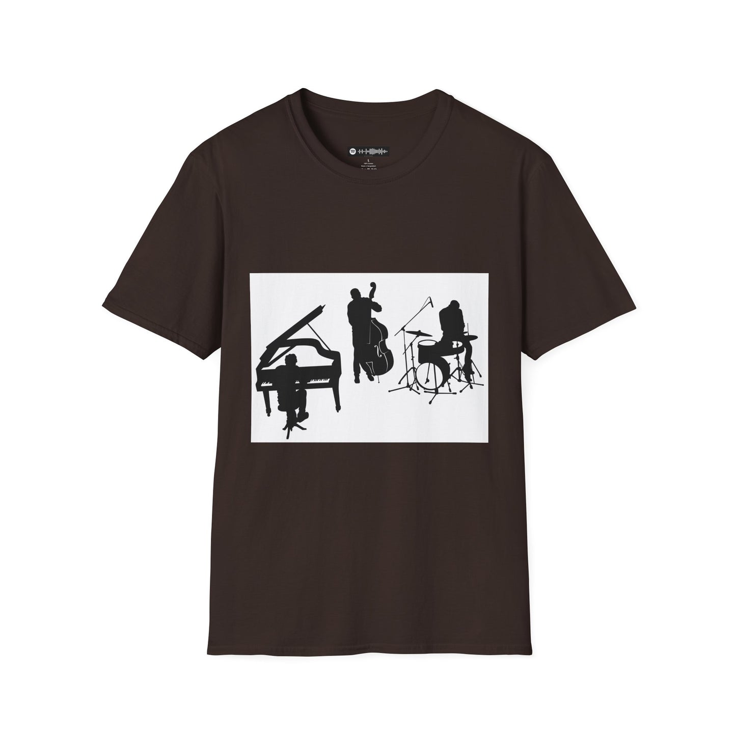10% Off at checkout - Jazz Trio Silhouette T-Shirt — Piano, Bass & Drums Music Tee