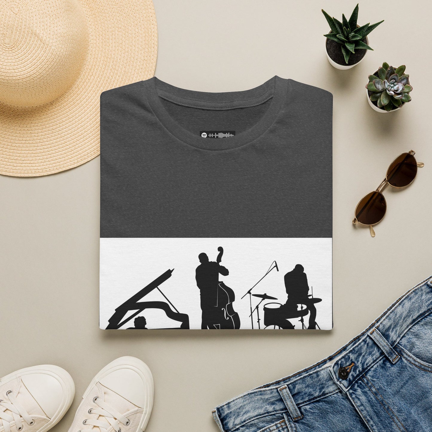 10% Off at checkout - Jazz Trio Silhouette T-Shirt — Piano, Bass & Drums Music Tee