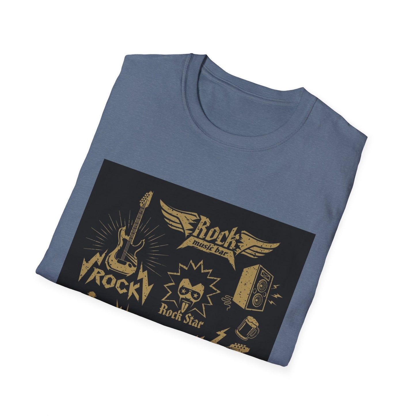 10%OFF at checkout! - Rock Band Graphic T-Shirt — Vintage Gold Guitar & Amp Design