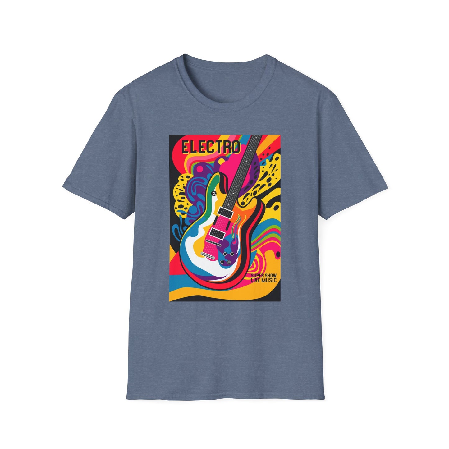10%OFF at checkout! - Electro Guitar Poster T-Shirt — Retro Psychedelic Music Tee