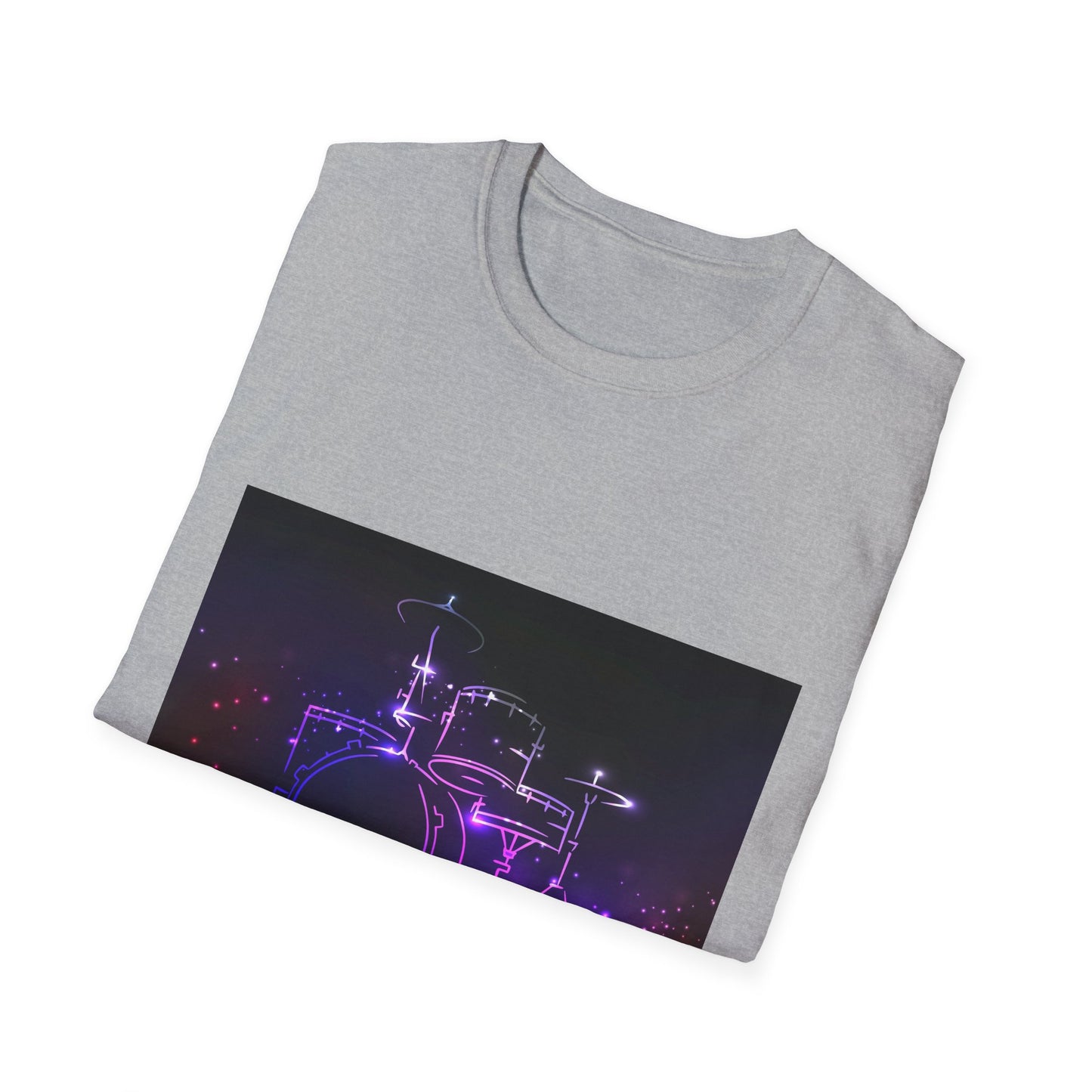 10%OFF at checkout! - Drummer Neon Lights T-Shirt — Purple Glow Drum Set Tee