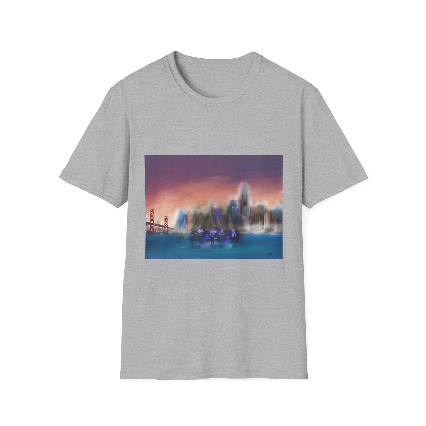 10%OFF at checkout! - Big City Band City Skyline Sunset T-Shirt — Blurred Nightscape Graphic Tee