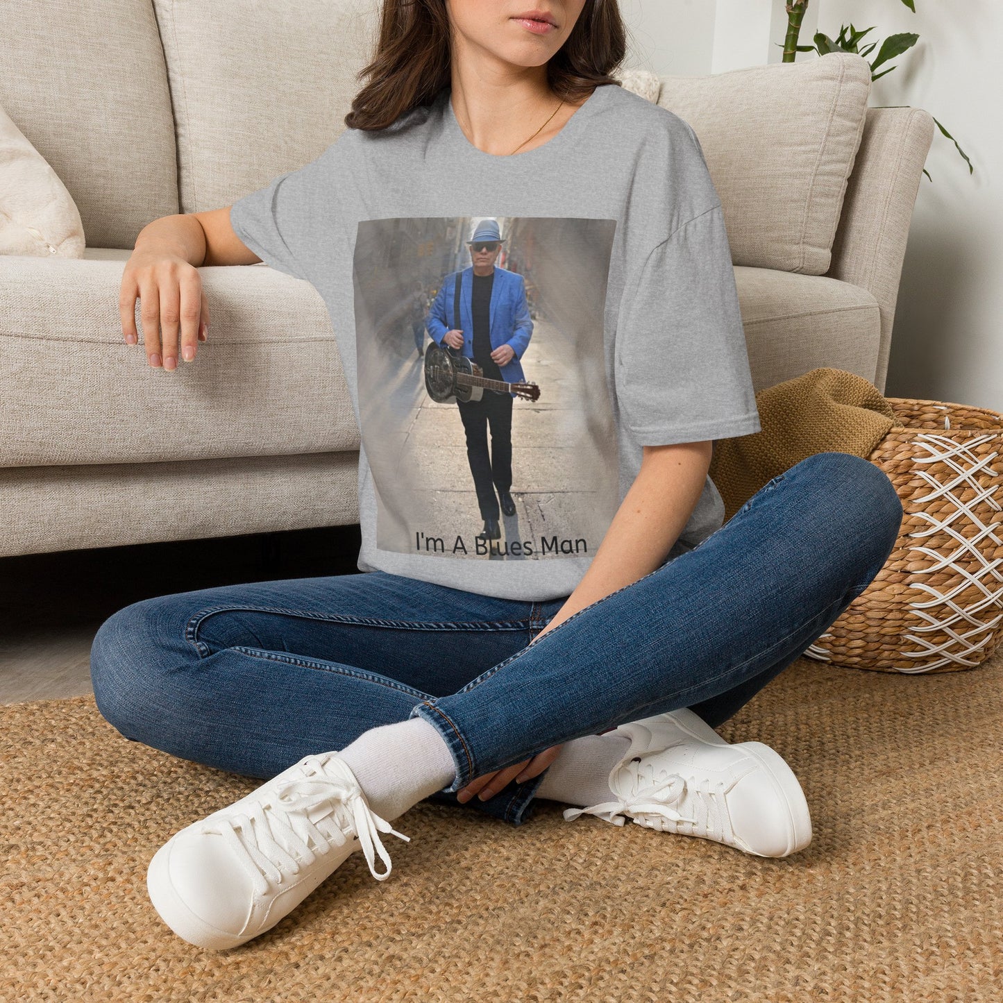10% Off at checkout! - T-Shirt — 'I'm A Blues Man' Guitarist Photo Tee