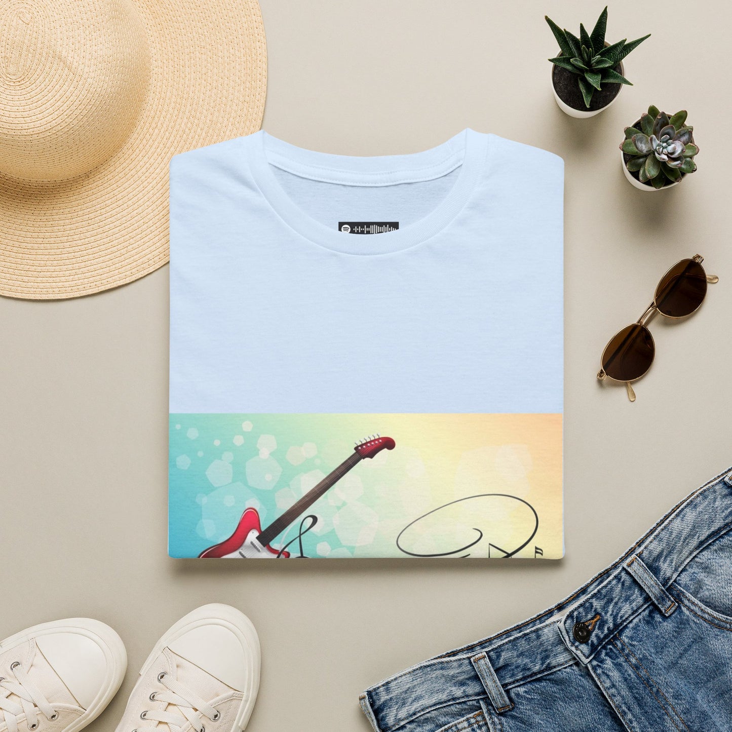 10% Off at checkout - Electric Guitar Music Tee — Colorful Musical Notes Graphic T-Shirt