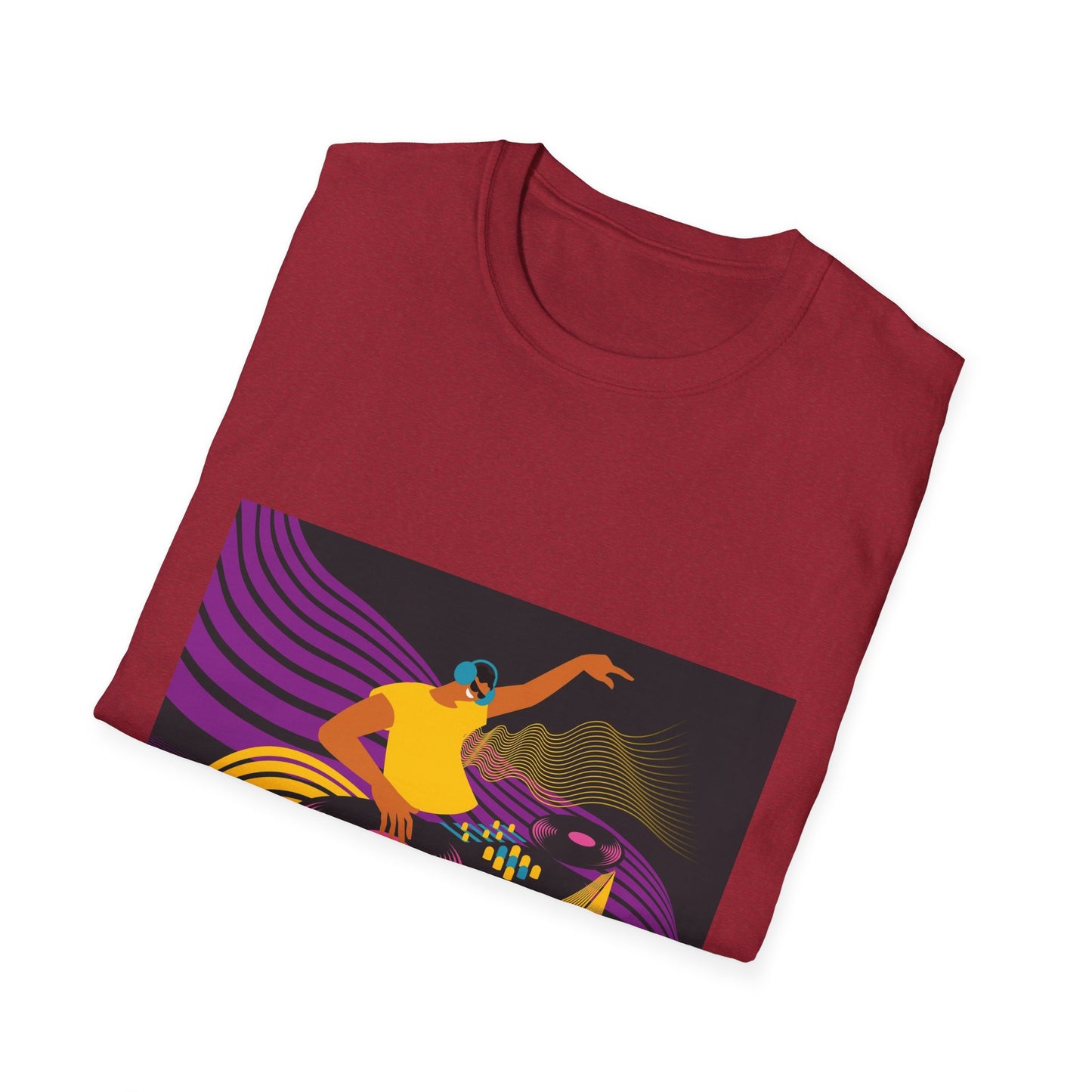 DJ Turntable Graphic T-Shirt — Retro Neon Dance Music Tee