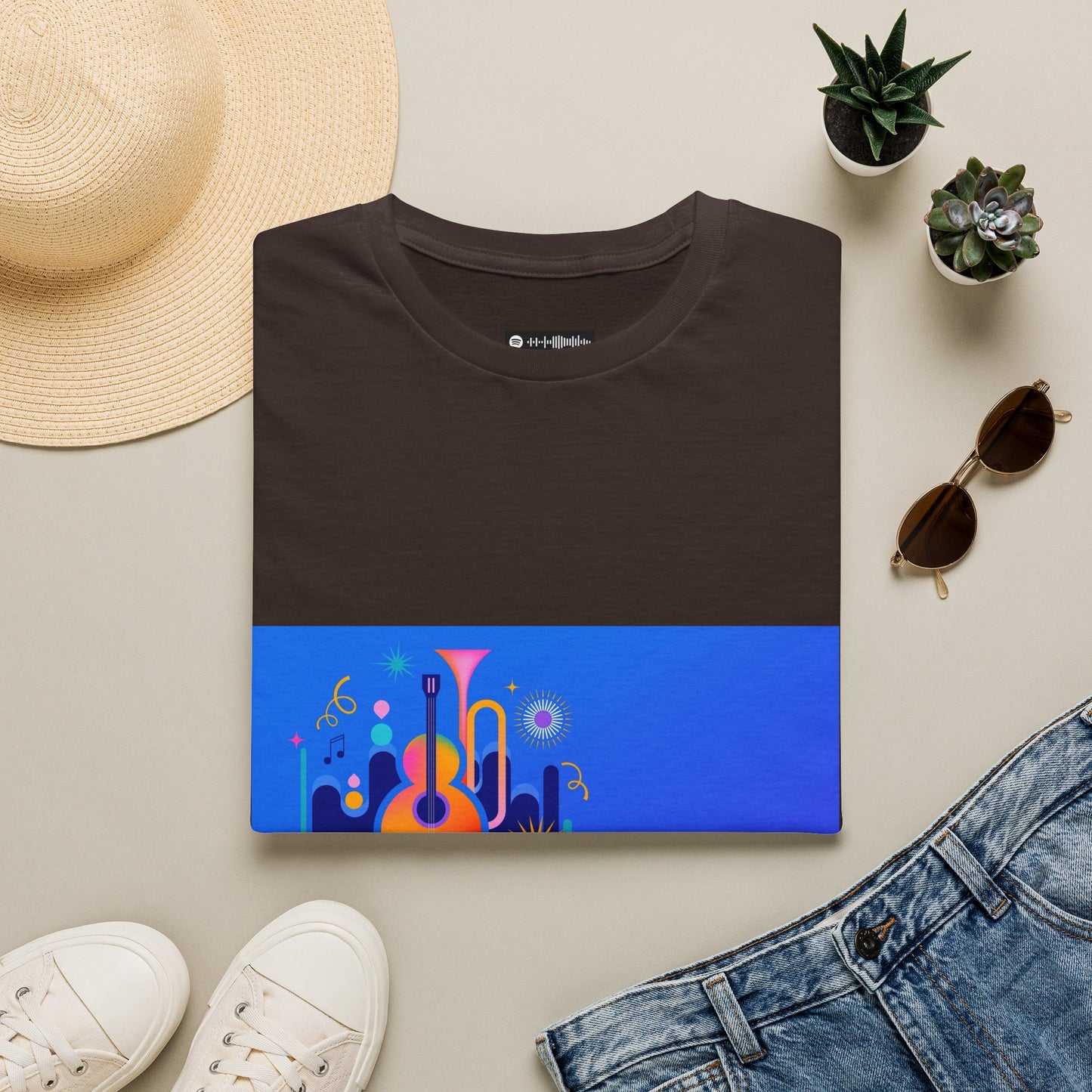 10% Off at checkout - Music Festival Graphic T-Shirt — Colorful Guitar & Instruments Design