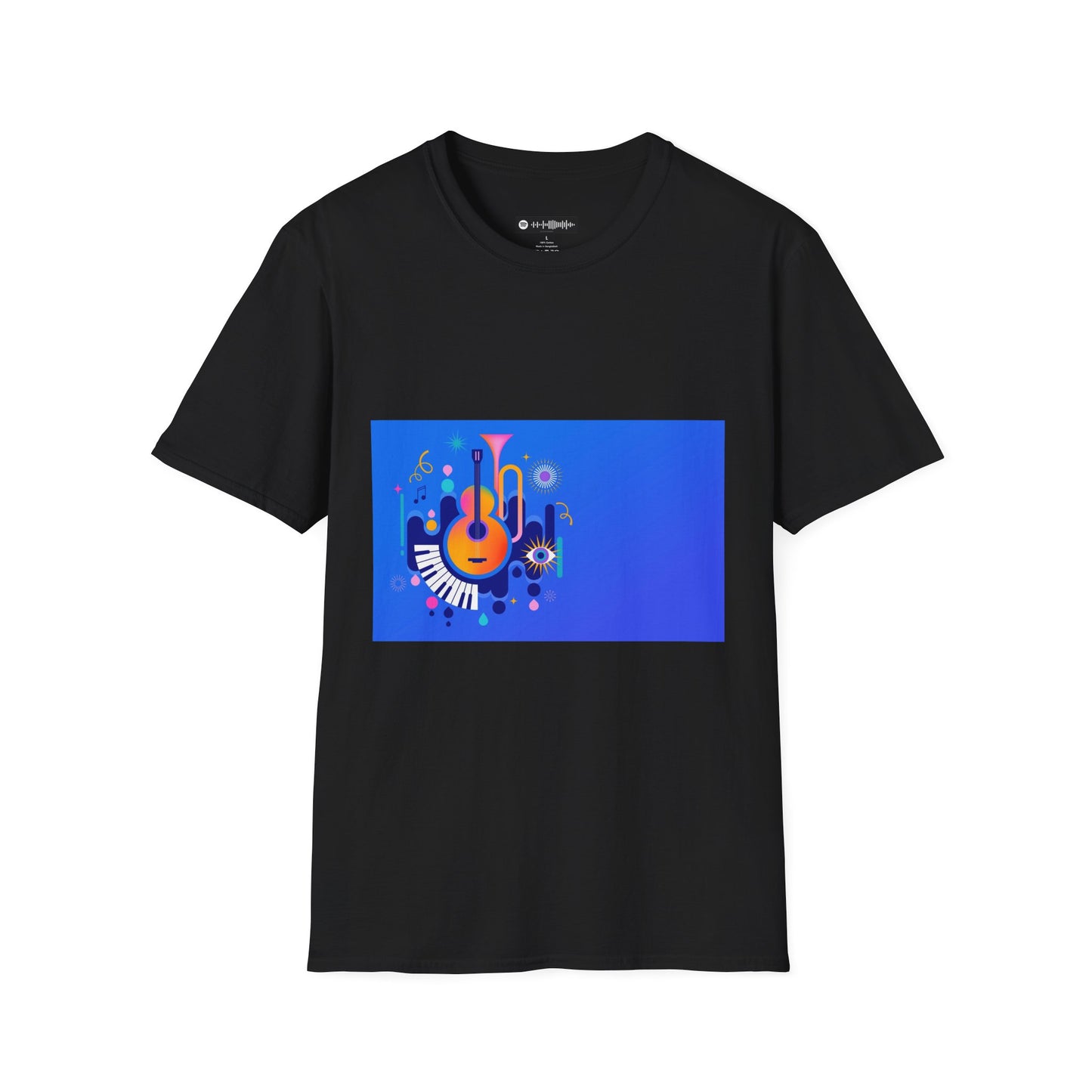 10% Off at checkout - Music Festival Graphic T-Shirt — Colorful Guitar & Instruments Design
