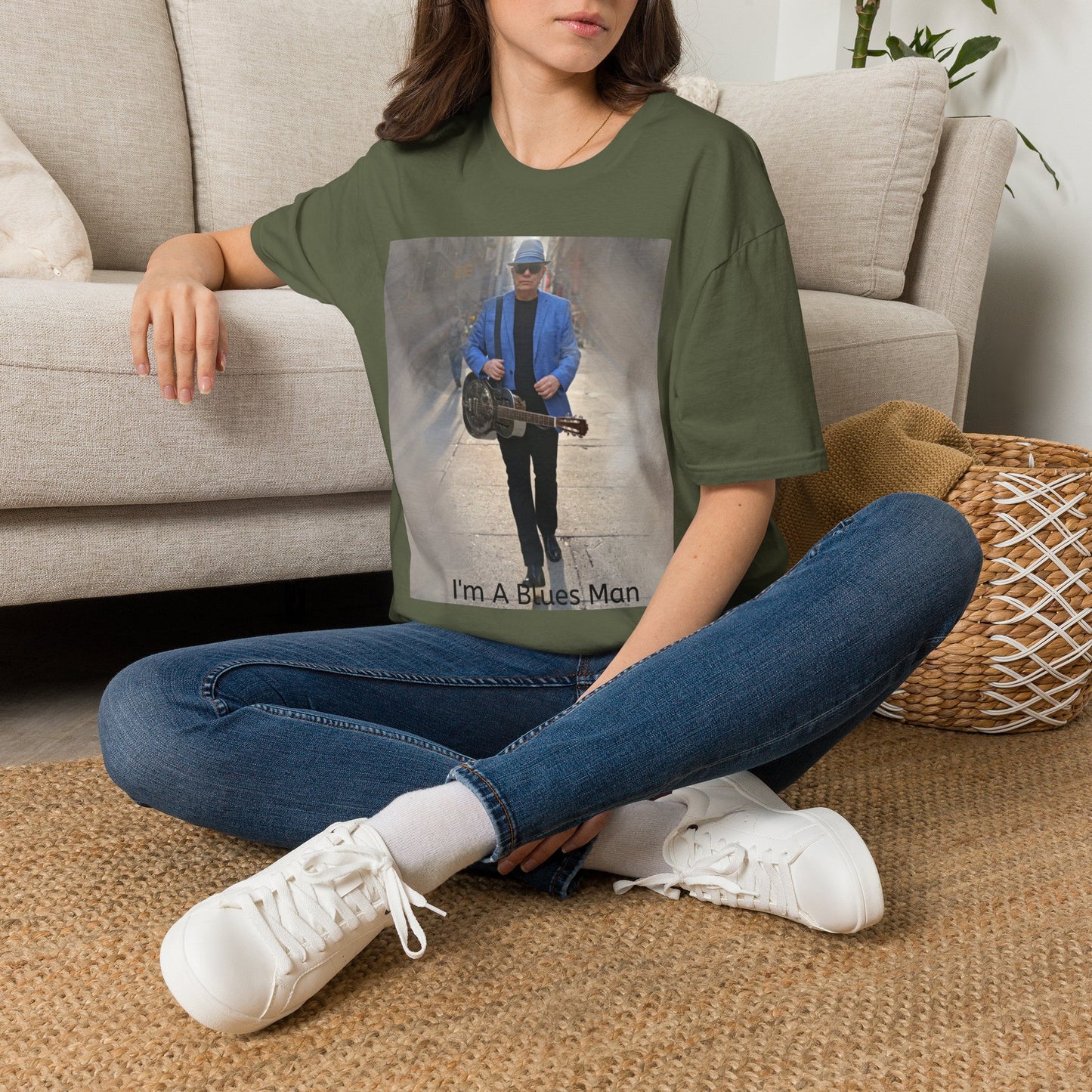 10% Off at checkout! - T-Shirt — 'I'm A Blues Man' Guitarist Photo Tee