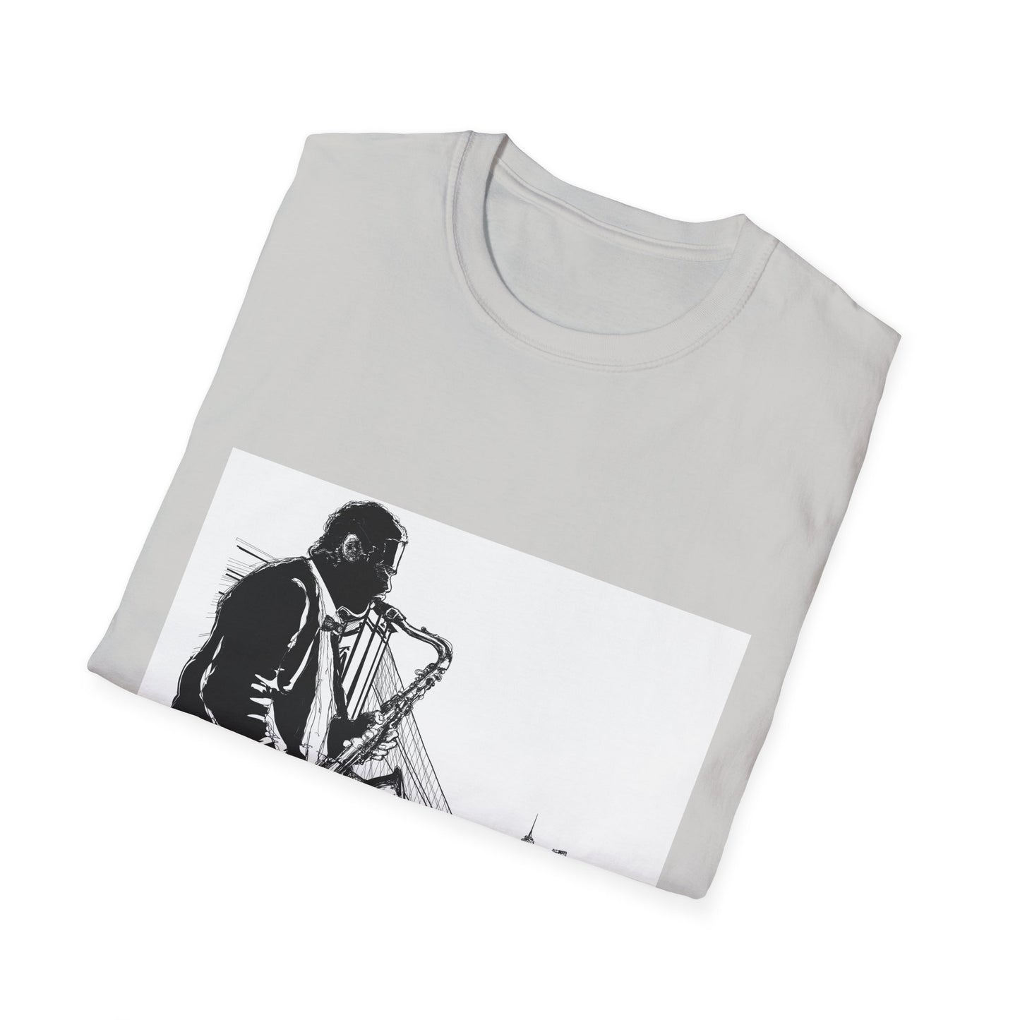 10%OFF at checkout! - Saxophone Skyline T-Shirt — Jazz Musician Cityscape Tee