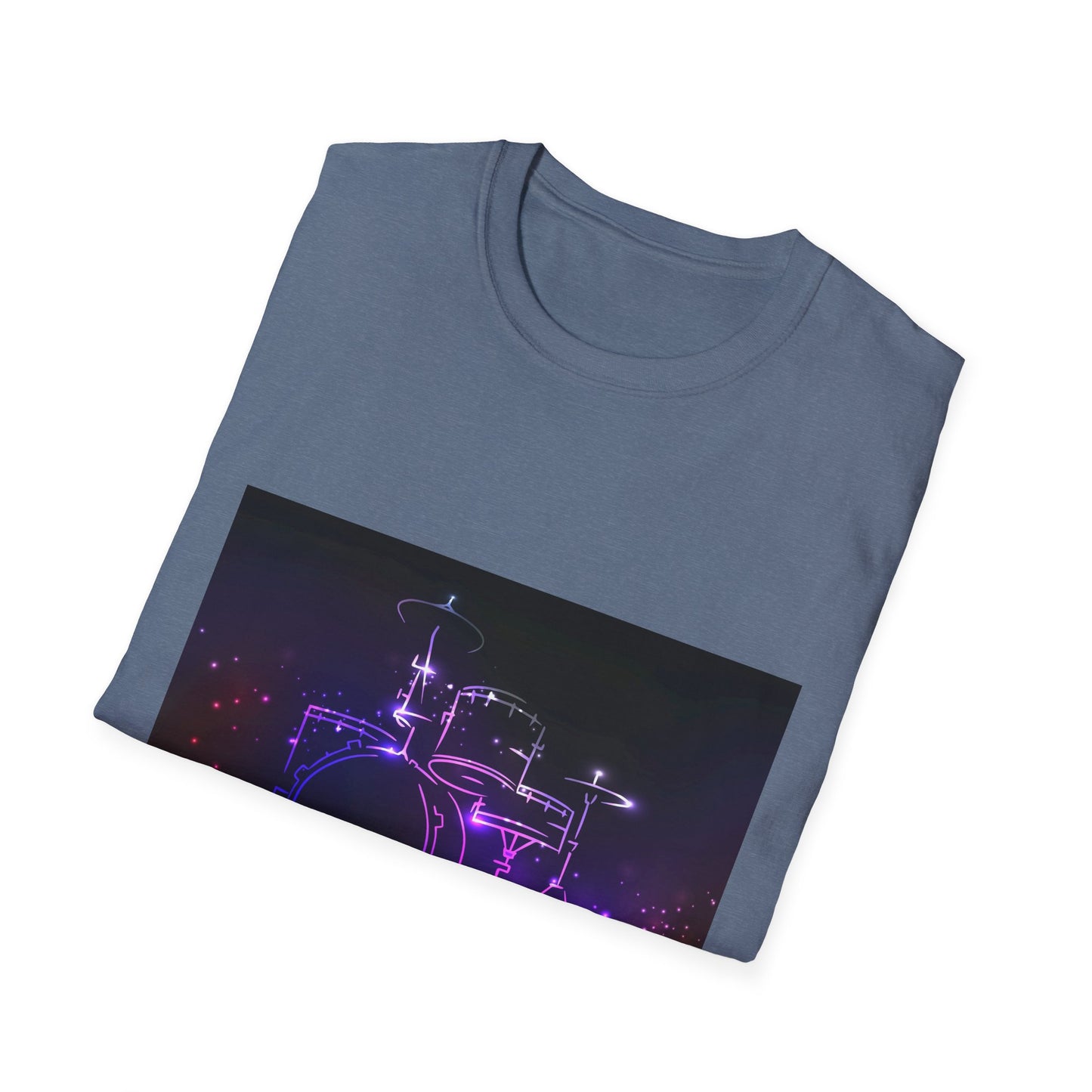 10%OFF at checkout! - Drummer Neon Lights T-Shirt — Purple Glow Drum Set Tee
