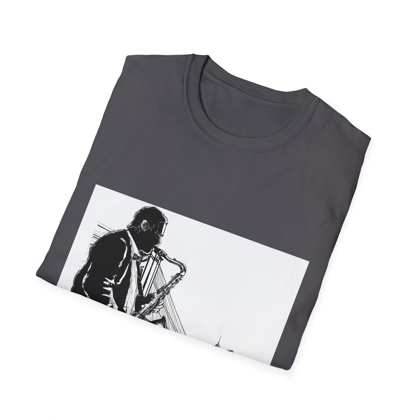 10%OFF at checkout! - Saxophone Skyline T-Shirt — Jazz Musician Cityscape Tee