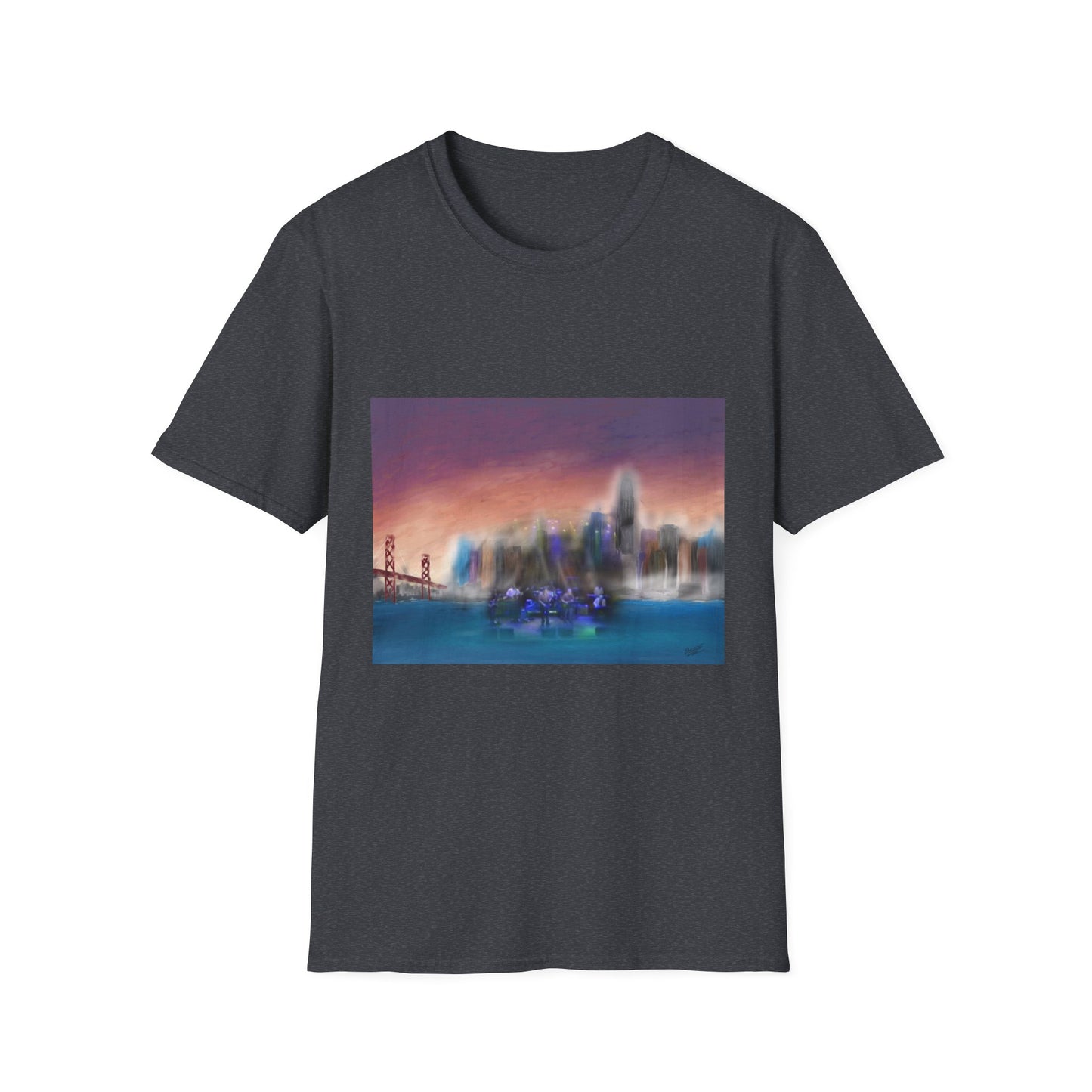10%OFF at checkout! - Big City Band City Skyline Sunset T-Shirt — Blurred Nightscape Graphic Tee