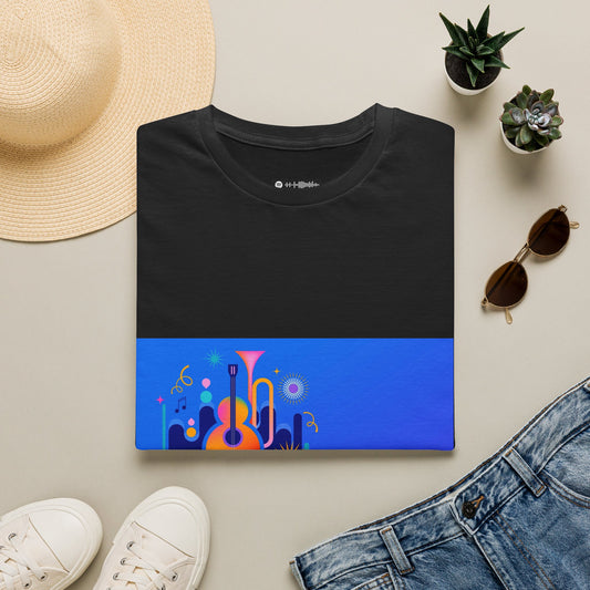 10% Off at checkout - Music Festival Graphic T-Shirt — Colorful Guitar & Instruments Design