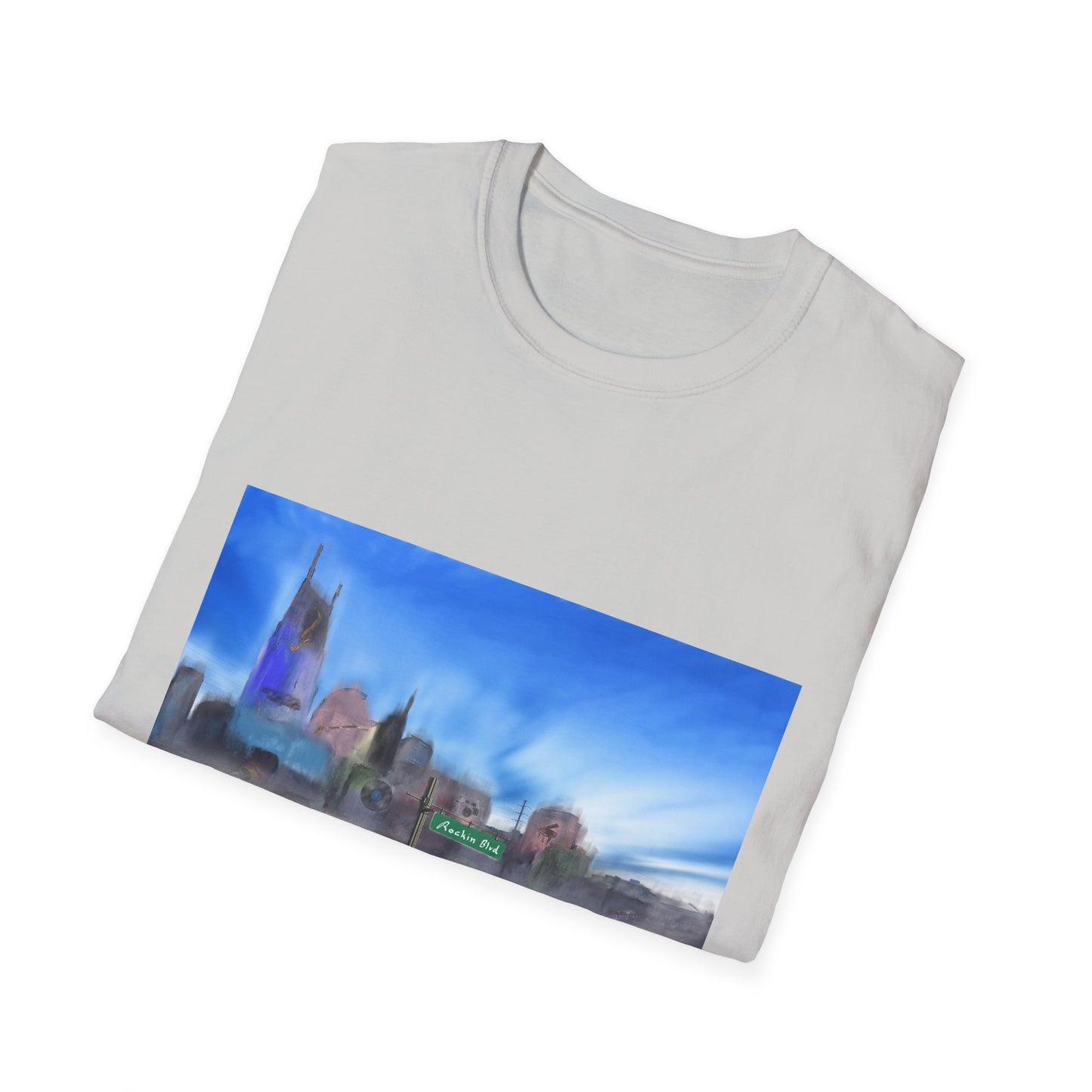 10%OFF at checkout! - Music City Skyline Blur Print T-Shirt — Dreamy Urban Landscape Tee