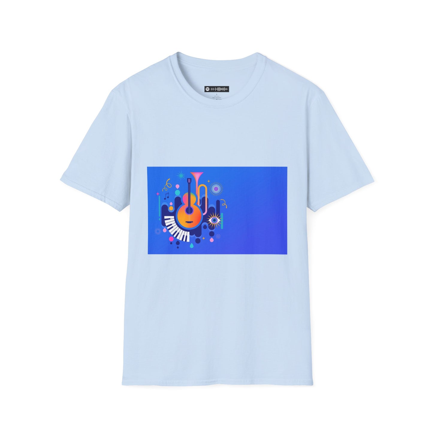 10% Off at checkout - Music Festival Graphic T-Shirt — Colorful Guitar & Instruments Design