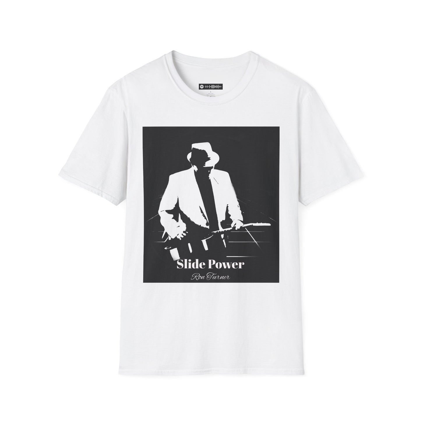Slide Power Ron Turner Blues Artist Silhouette T-Shirt — Vintage Band Music Tee