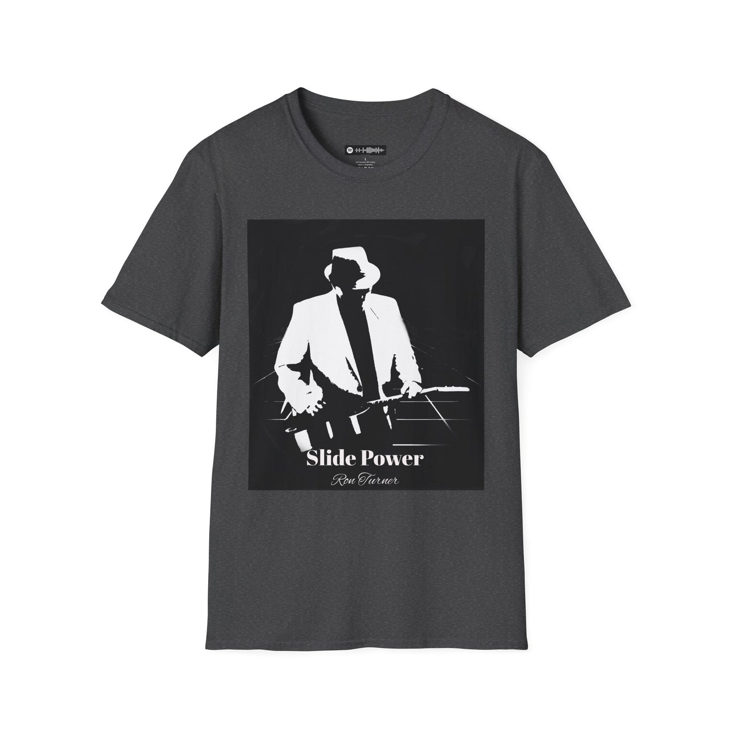 Slide Power Ron Turner Blues Artist Silhouette T-Shirt — Vintage Band Music Tee