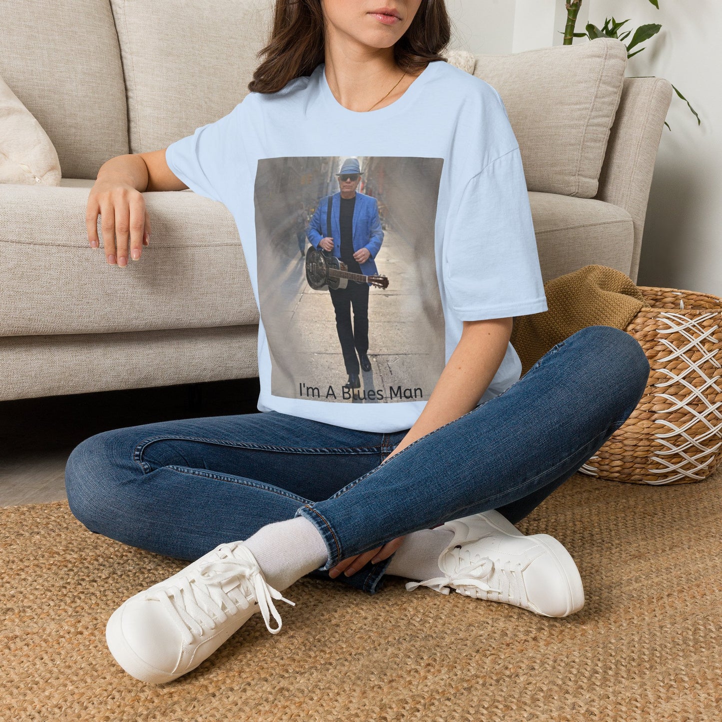 10% Off at checkout! - T-Shirt — 'I'm A Blues Man' Guitarist Photo Tee