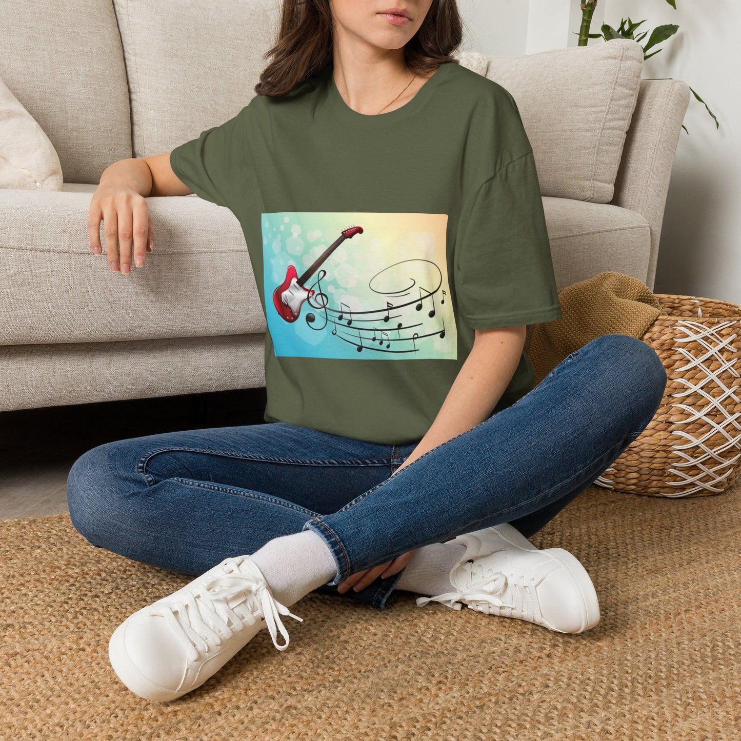 10% Off at checkout - Electric Guitar Music Tee — Colorful Musical Notes Graphic T-Shirt