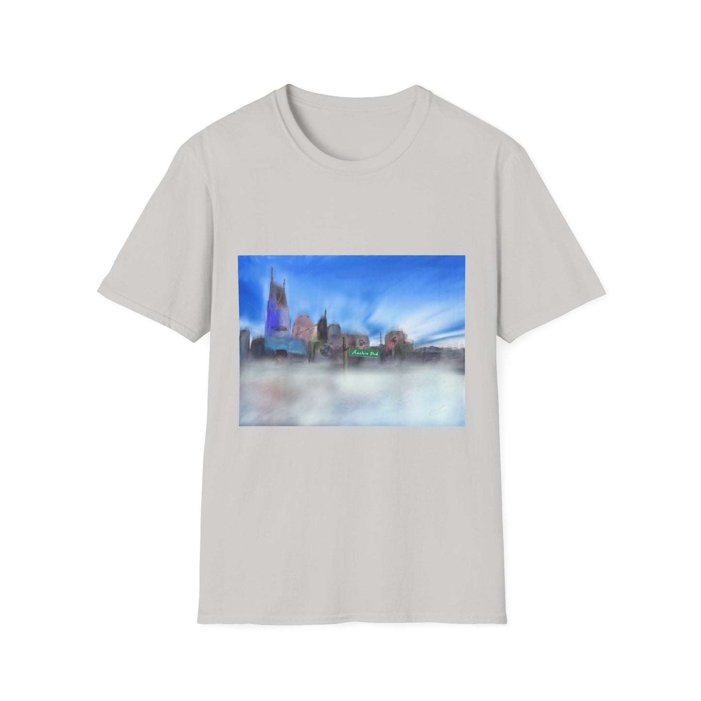 10%OFF at checkout! - Music City Skyline Blur Print T-Shirt — Dreamy Urban Landscape Tee