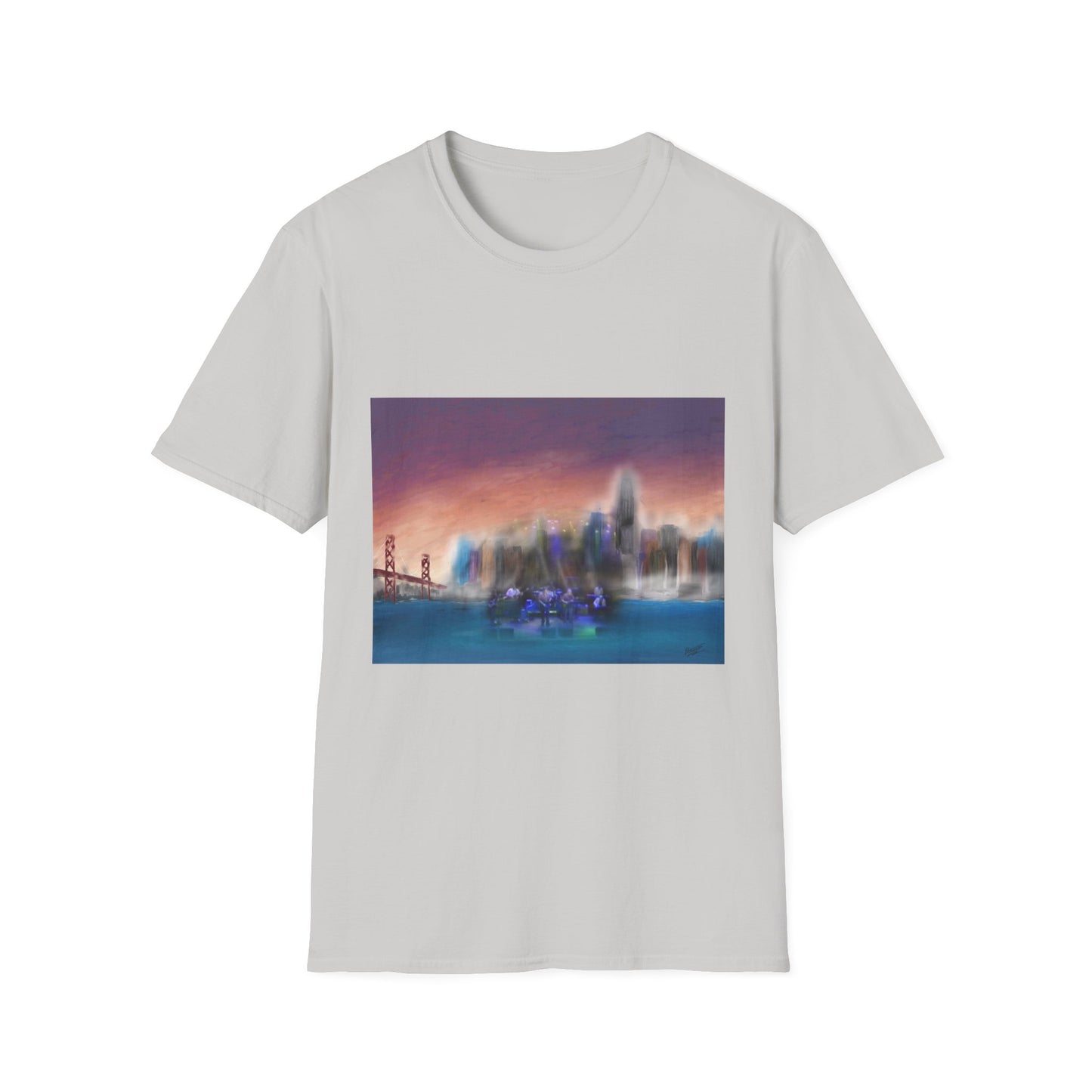 10%OFF at checkout! - Big City Band City Skyline Sunset T-Shirt — Blurred Nightscape Graphic Tee