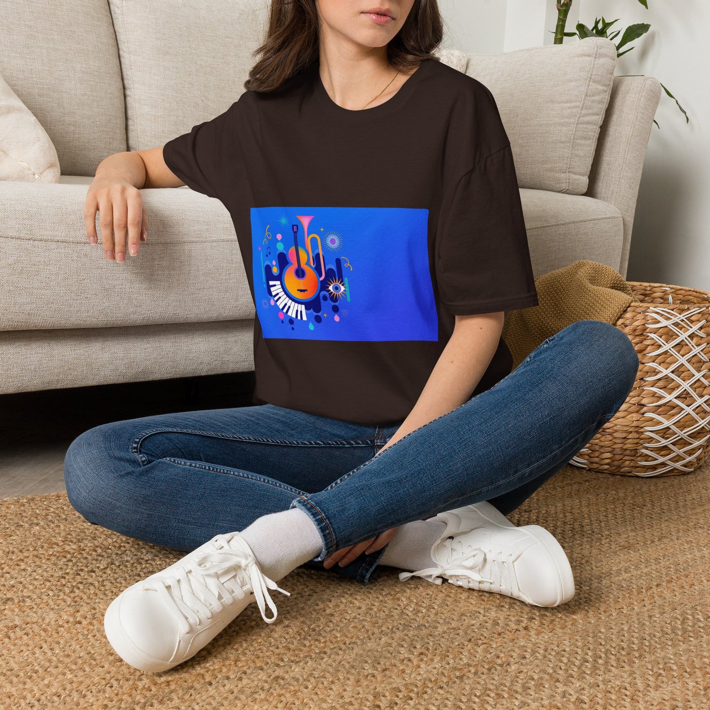 10% Off at checkout - Music Festival Graphic T-Shirt — Colorful Guitar & Instruments Design